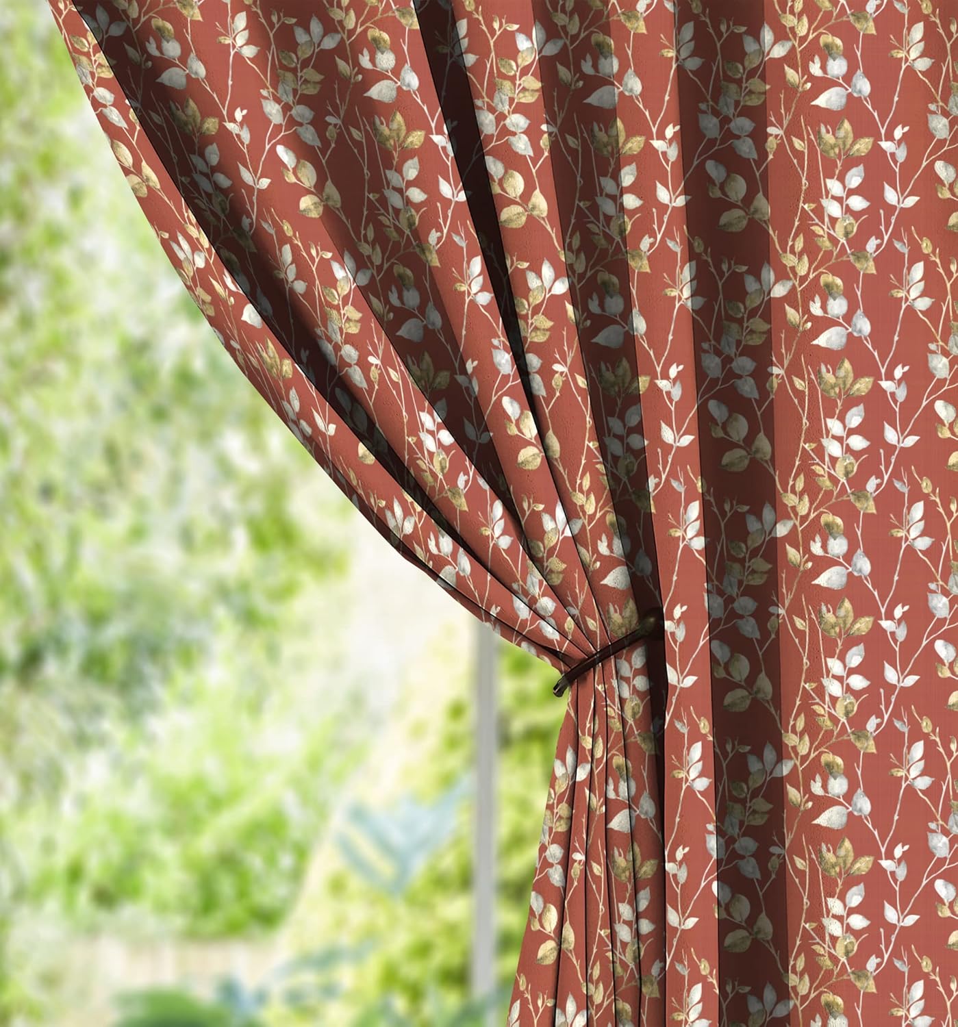 CAMAS RED CURTAIN  PRINTED FOR LIVING & BEDROOMS