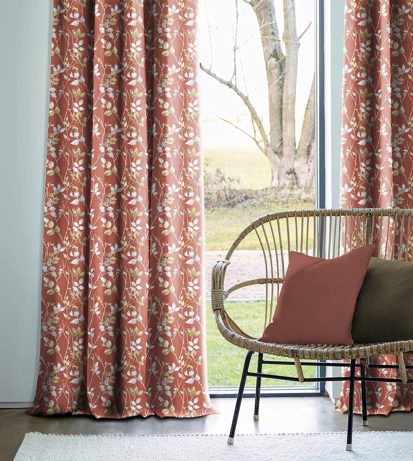 CAMAS RED CURTAIN  PRINTED FOR LIVING & BEDROOMS