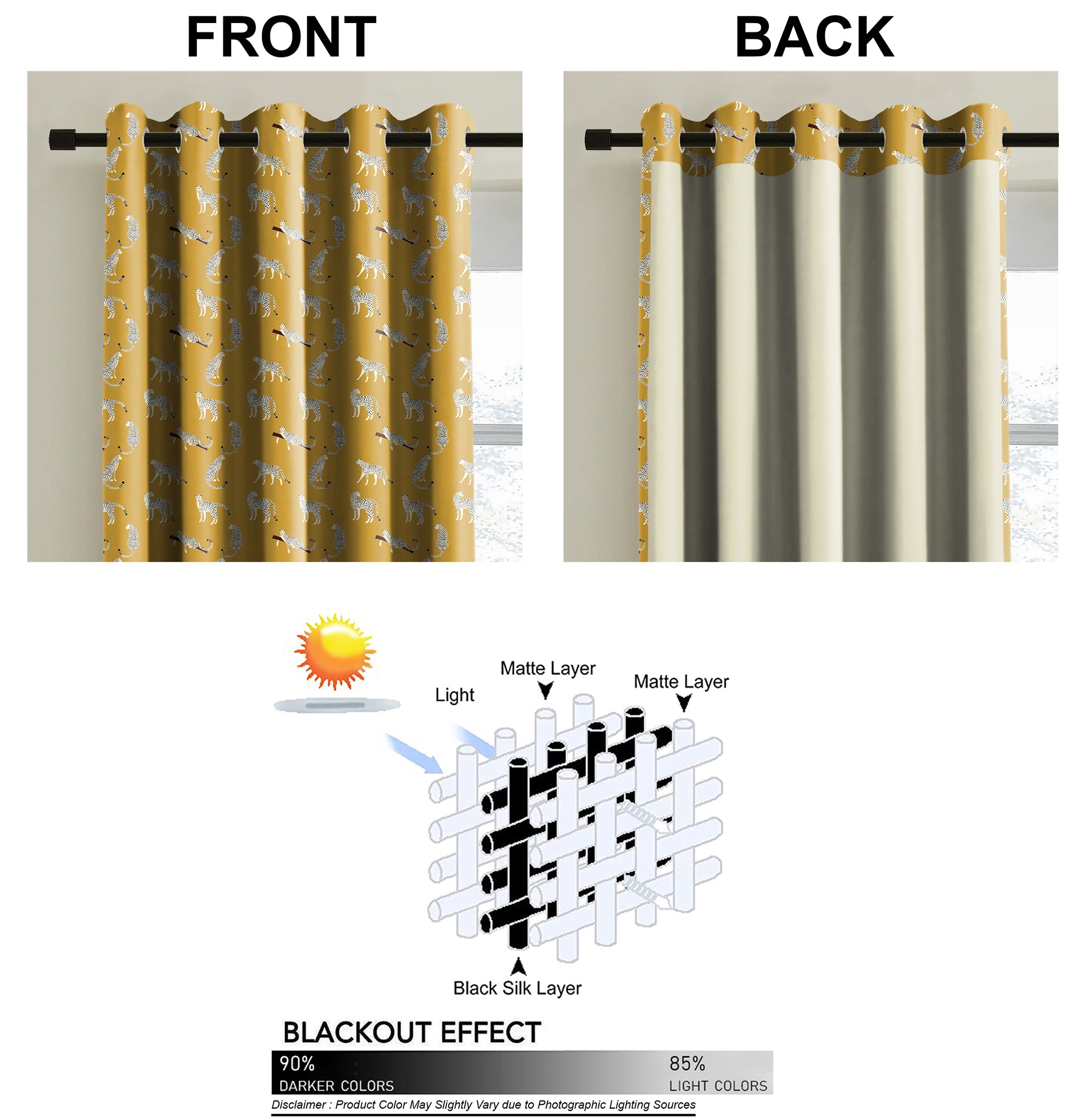 Leopard Yellow Blackout Curtains