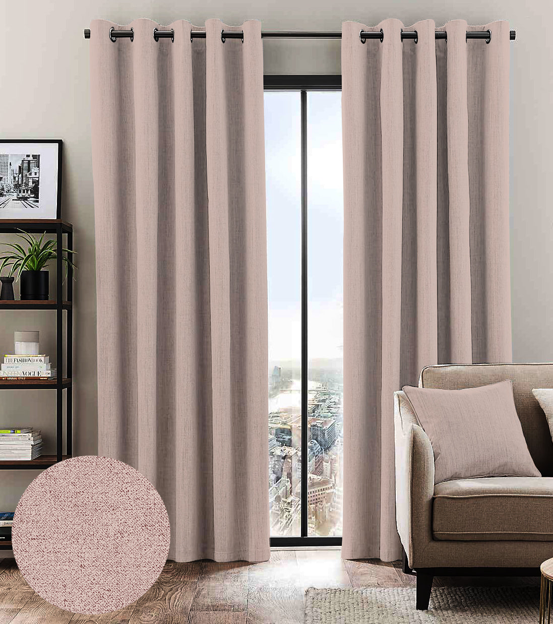 BROOKE BABY-PINK BLACKOUT CURTAINS