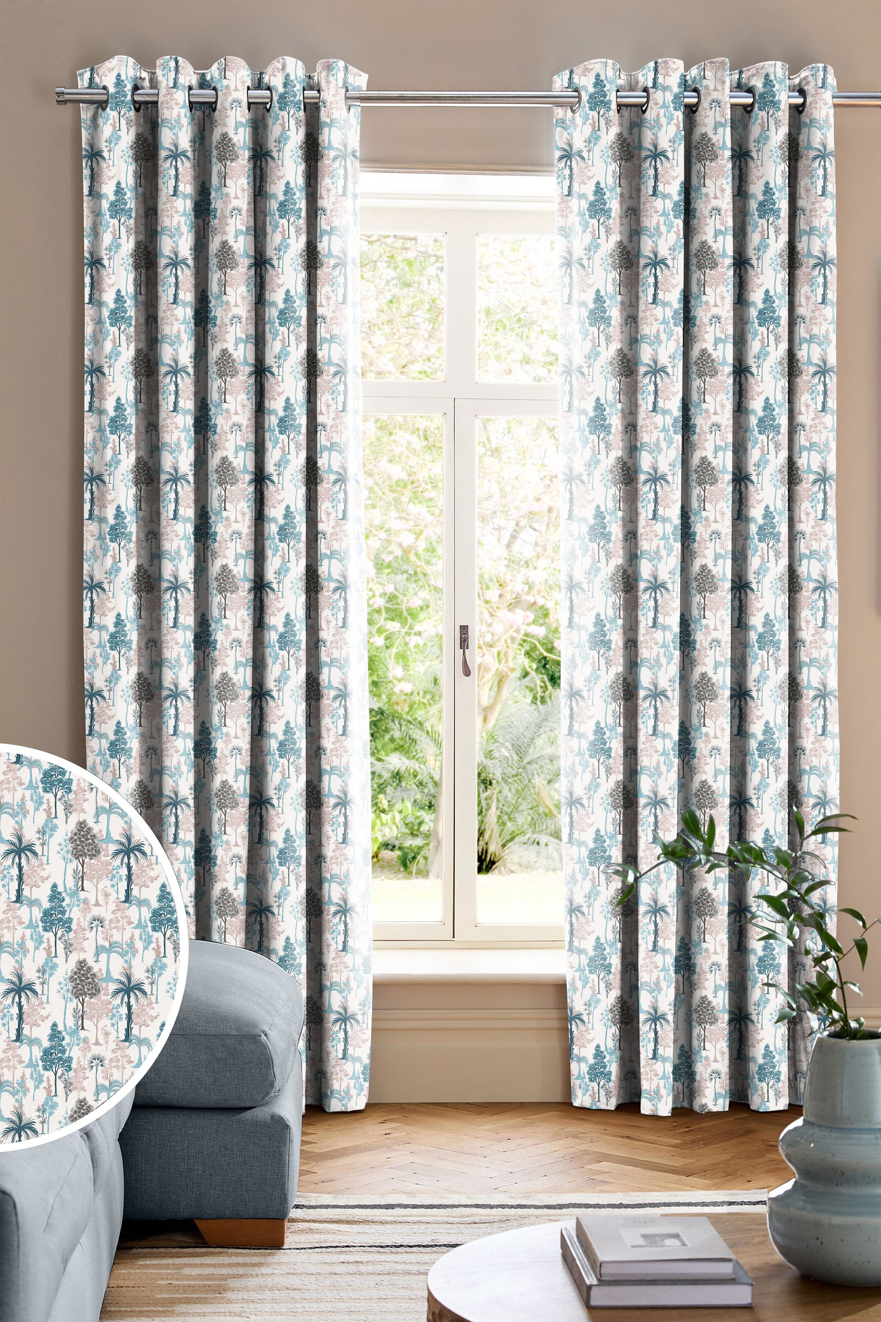 GENOA SKYBLUE ROOM DARKENING PRINTED CURTAIN