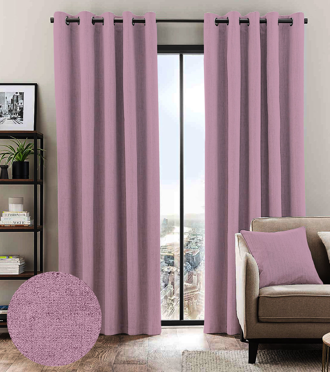 BROOKE DARK PINK BLACKOUT CURTAINS