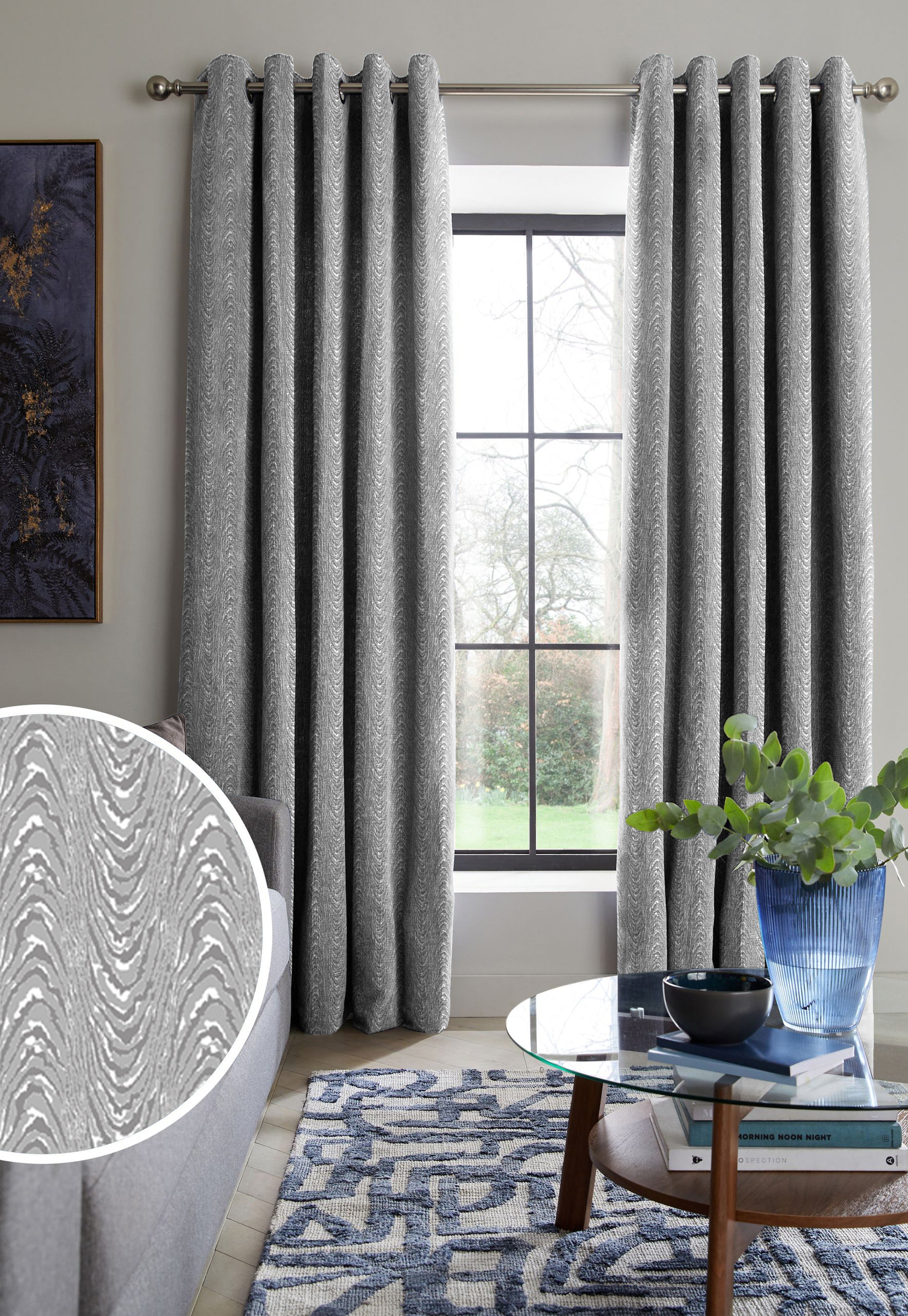 MOIRE PEWTER PREMIUM BLACKOUT CURTAIN