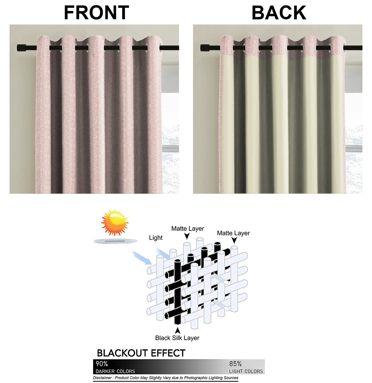 SUNBLOCK TEXTURE LASA BABY PINK BLACKOUT CURTAIN