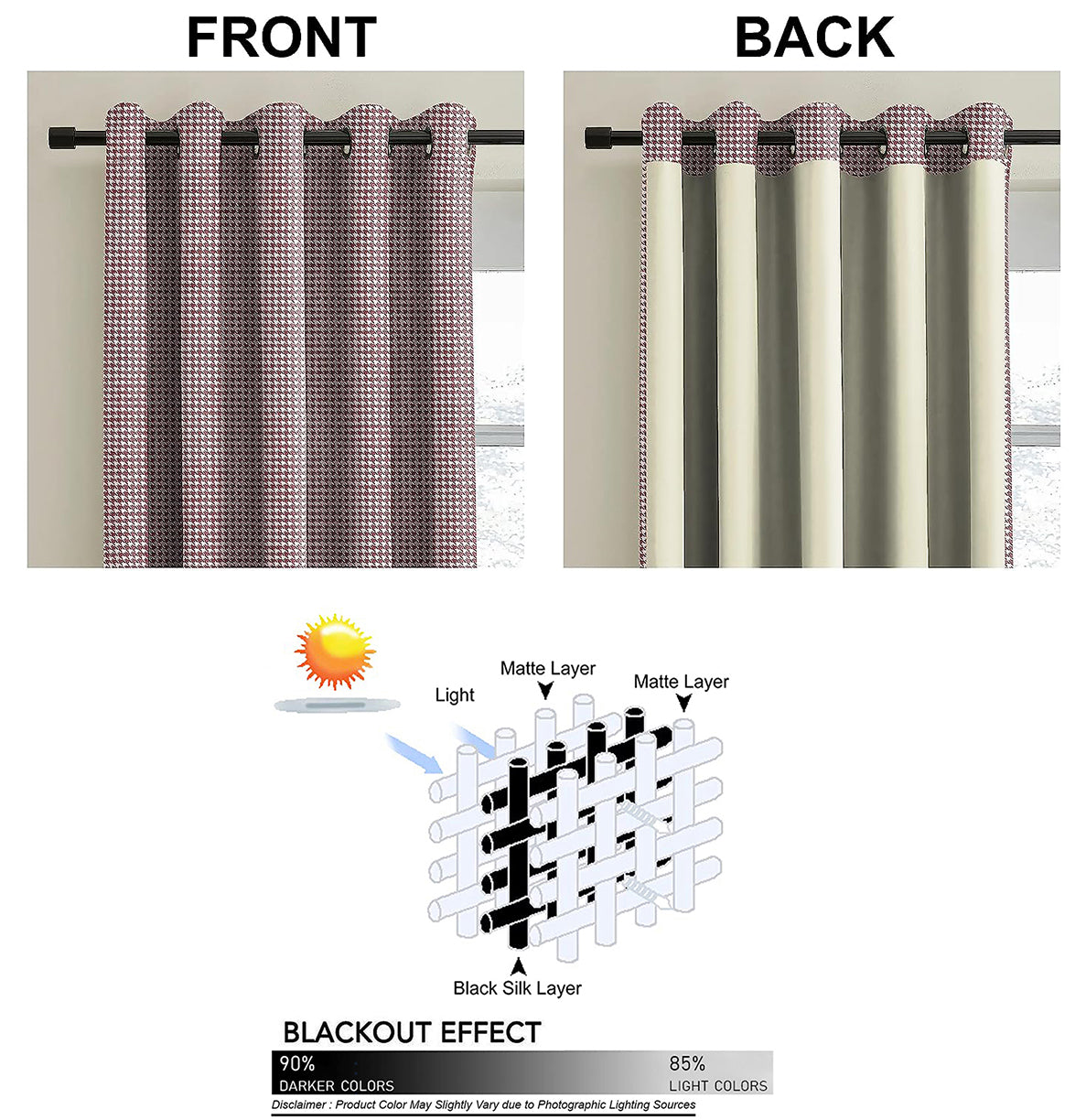 HOUNDSTOOTH M-PINK BLACKOUT CURTAINS