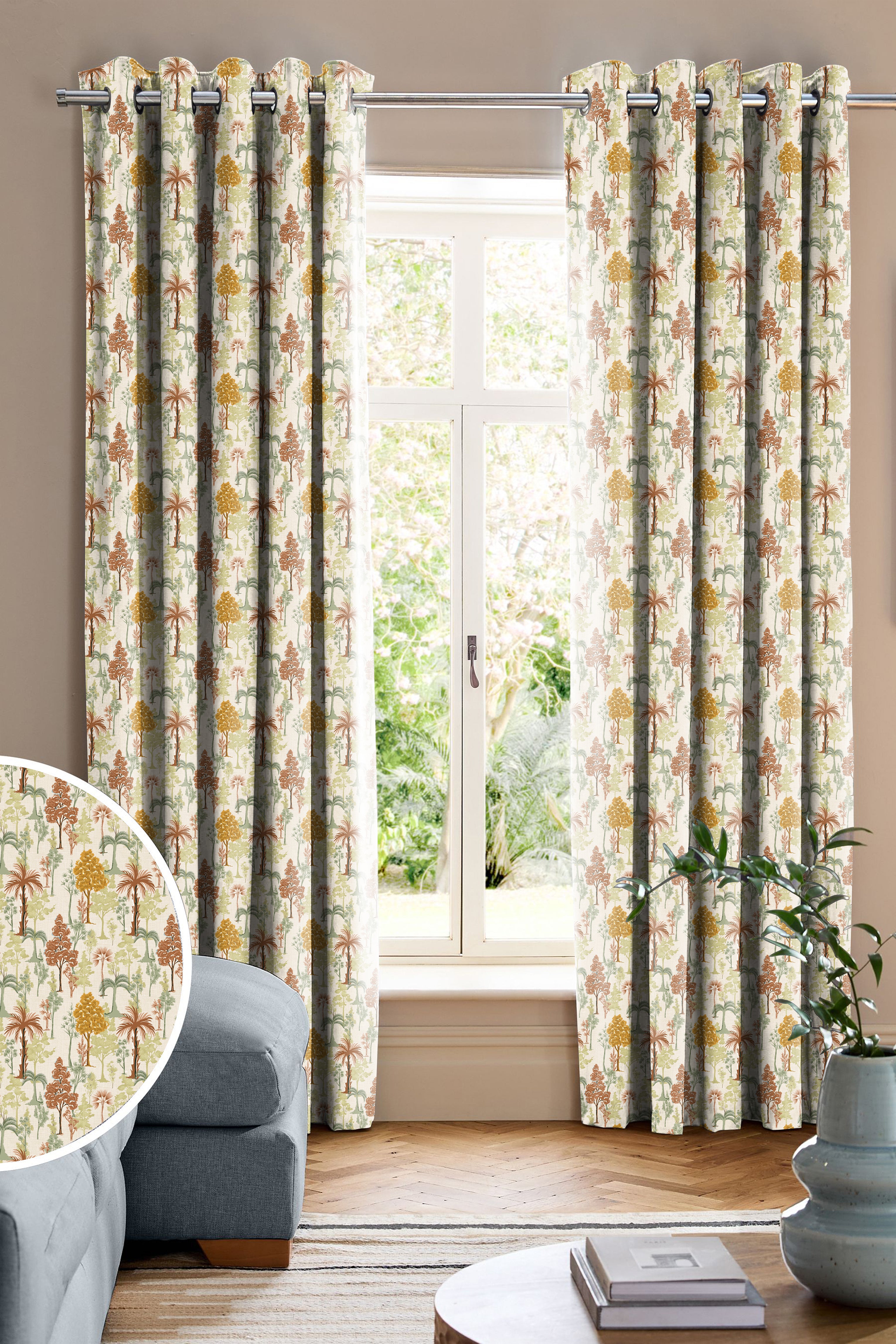 GENOA MUSTARD ROOM DARKENING PRINTED CURTAIN