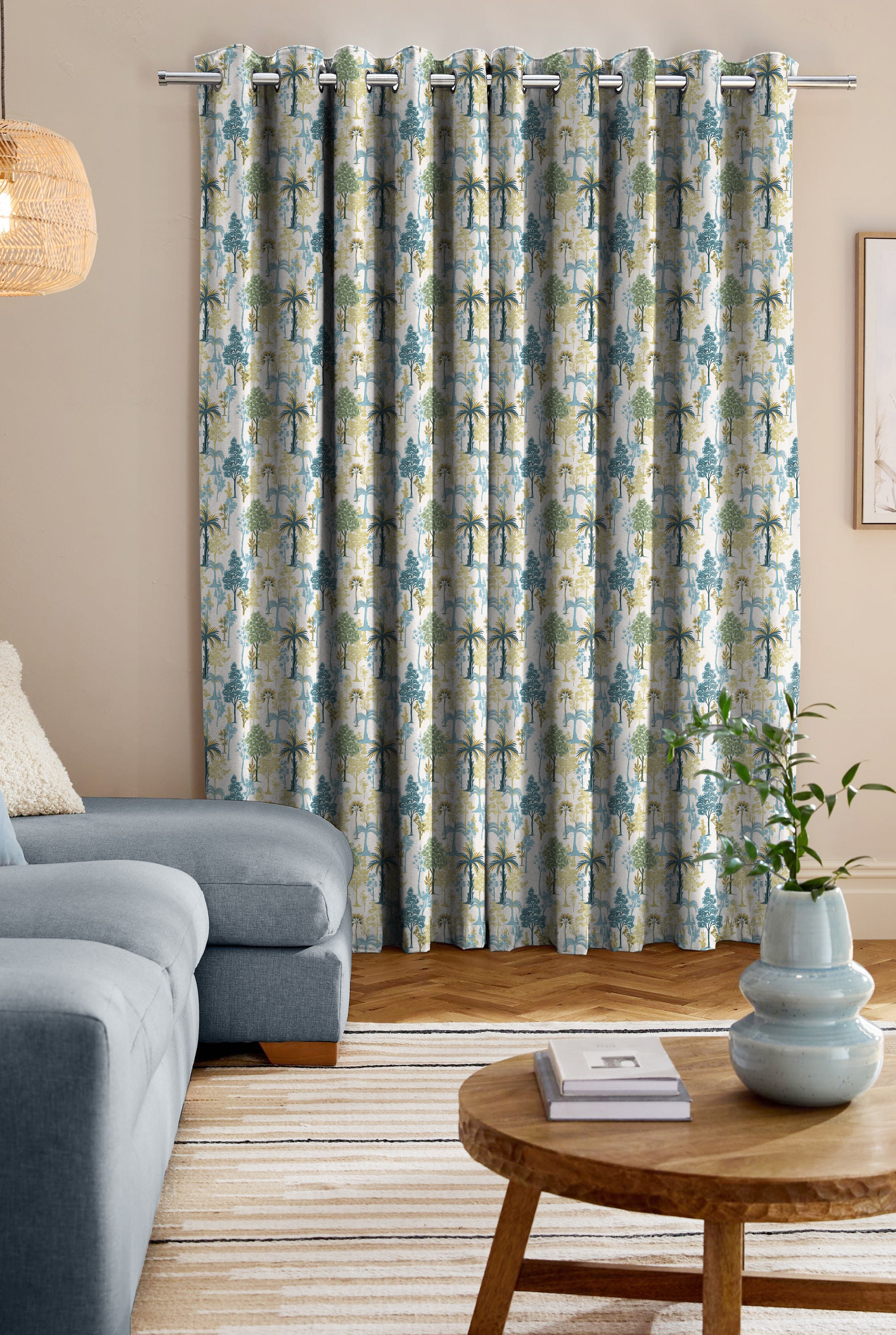 GENOA SEAGREEN ROOM DARKENING PRINTED CURTAIN