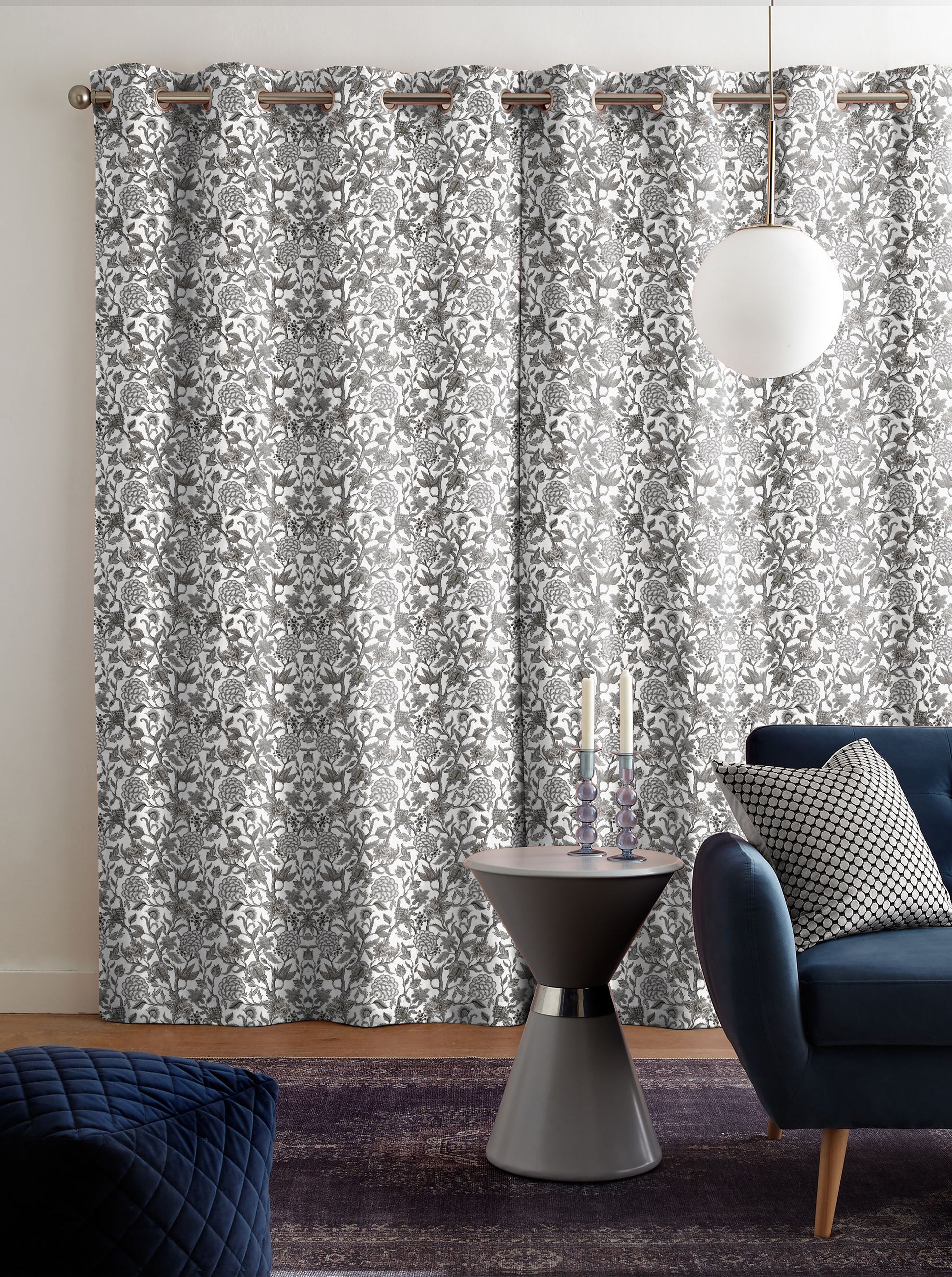 CHURCHGATE PEWTER ROOM DARKENING PRINTED CURTAIN