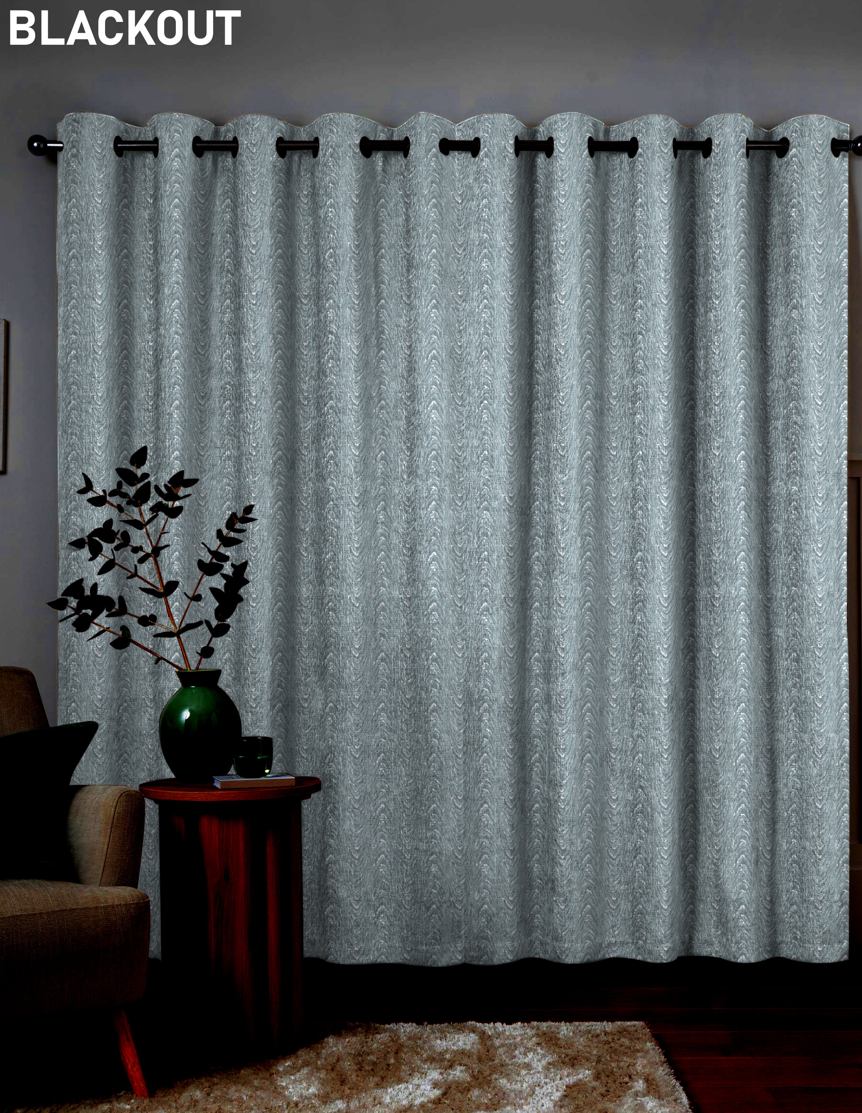 MOIRE GREY PREMIUM BLACKOUT CURTAIN