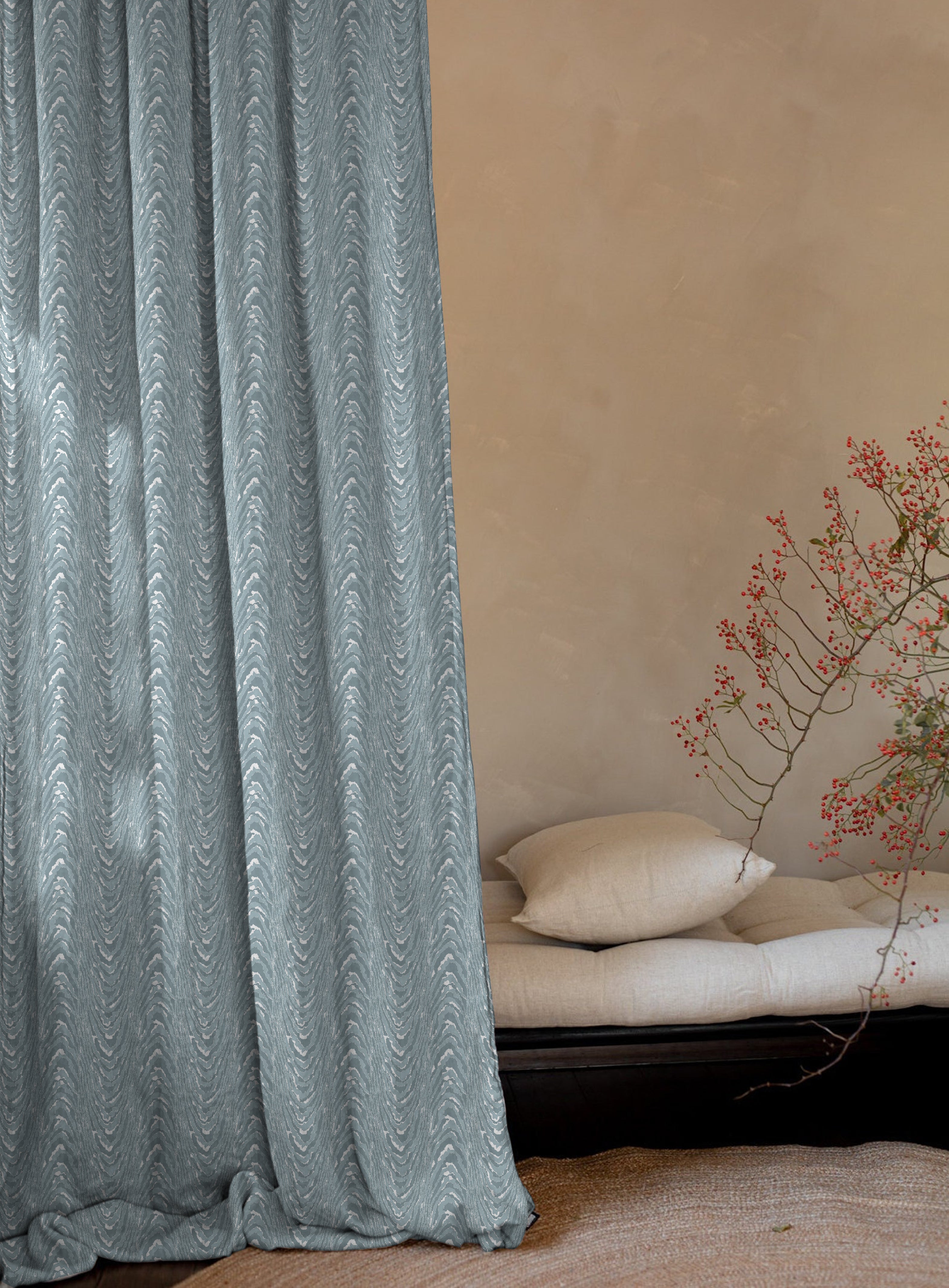 MOIRE GREY PREMIUM BLACKOUT CURTAIN