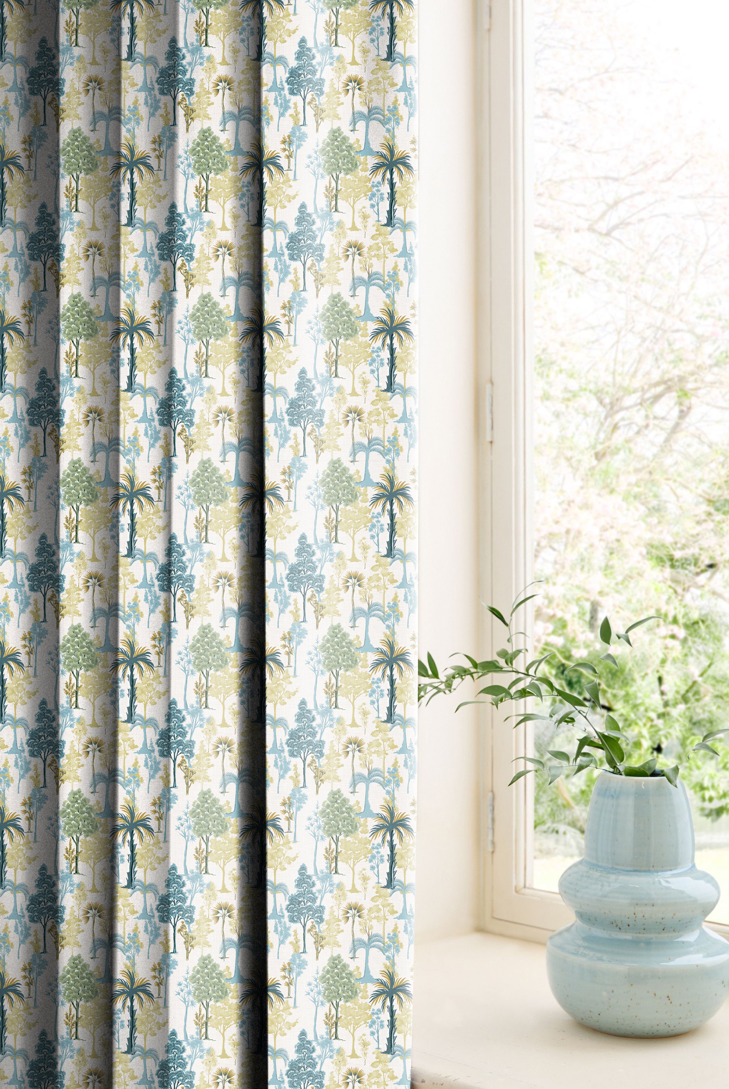 GENOA SEAGREEN ROOM DARKENING PRINTED CURTAIN