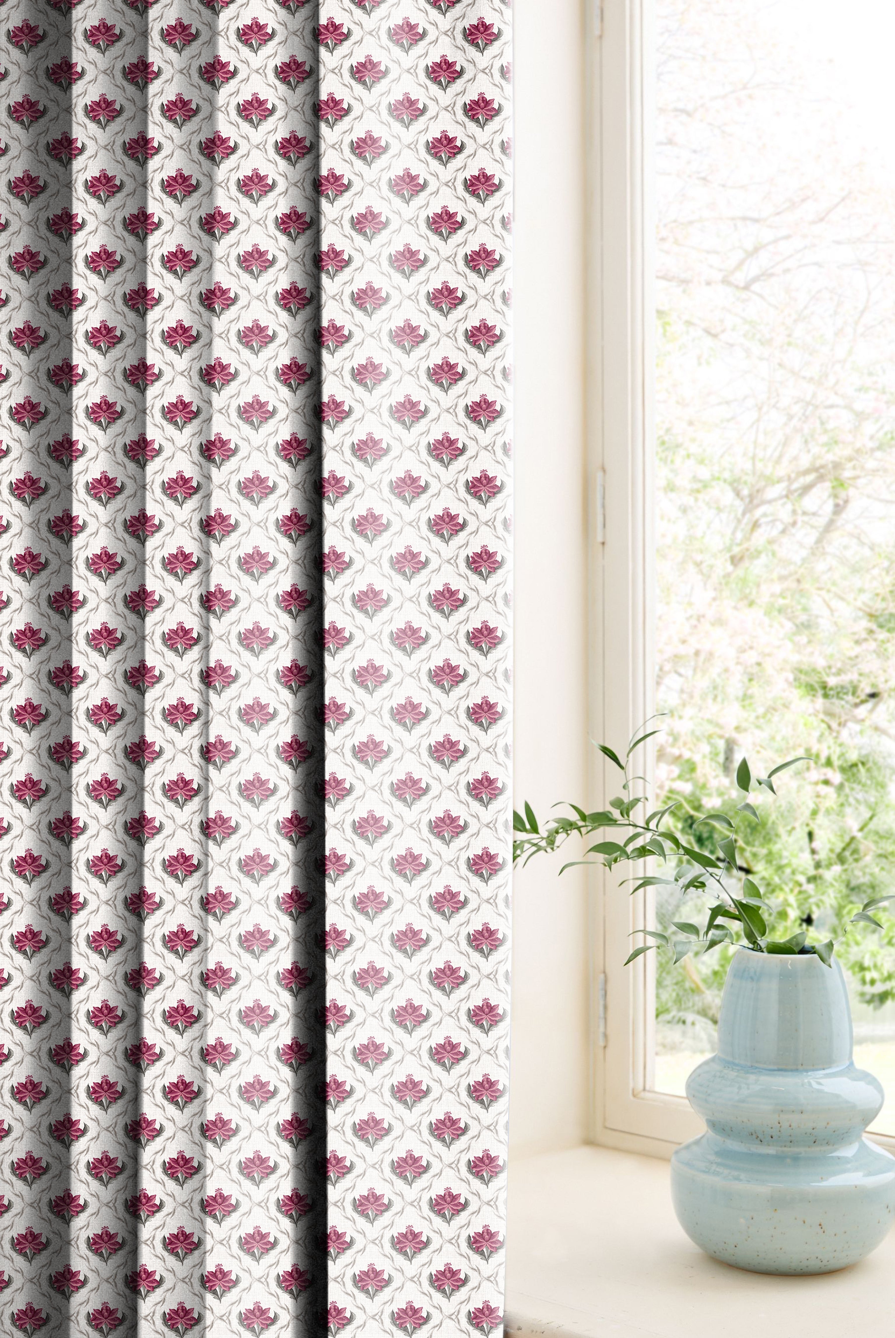 CHURCHGATE BABY PINK ROOM DARKENING PRINTED CURTAIN