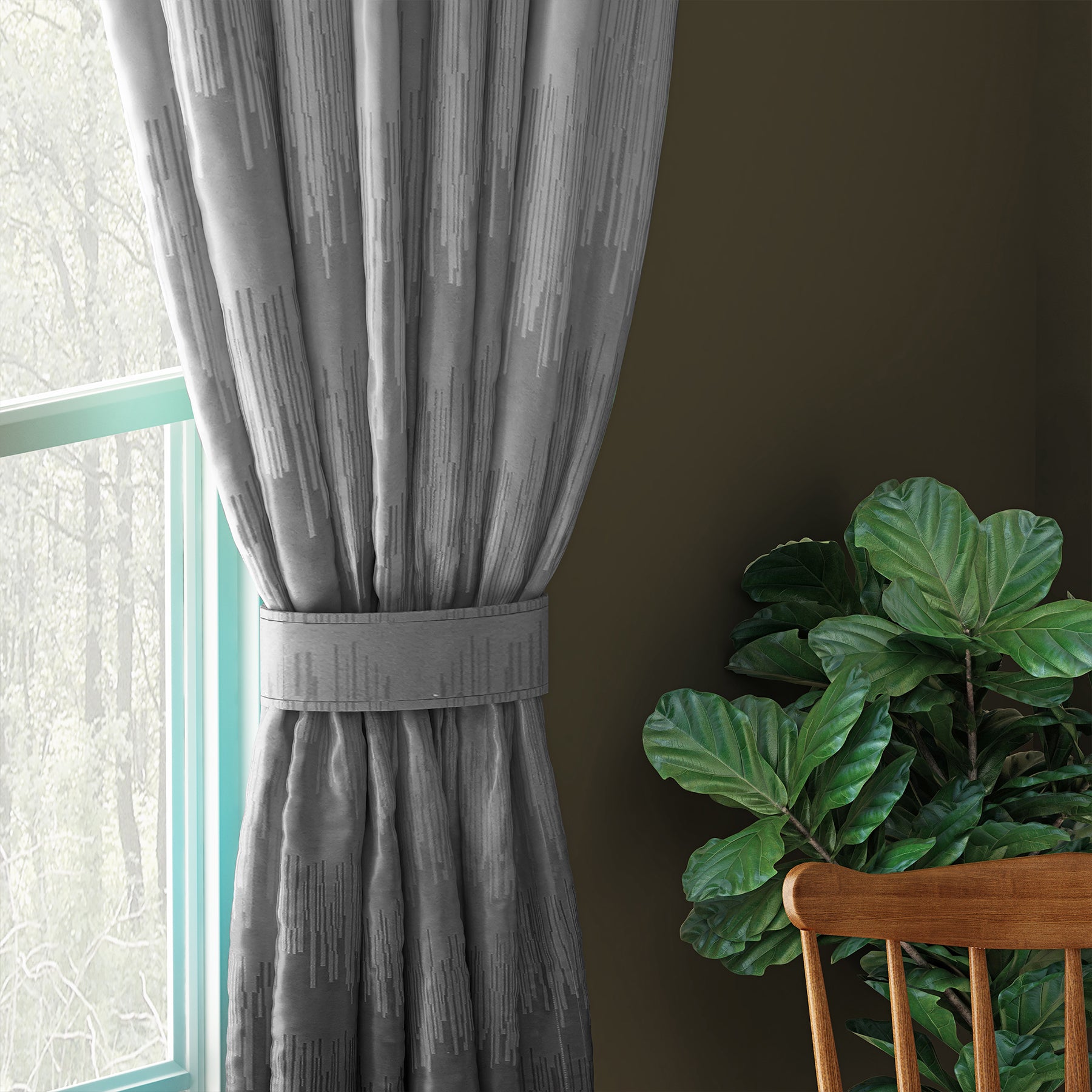 KUDO GREY CURTAIN BLACKOUT PRINTED FOR LIVING & BEDROOMS