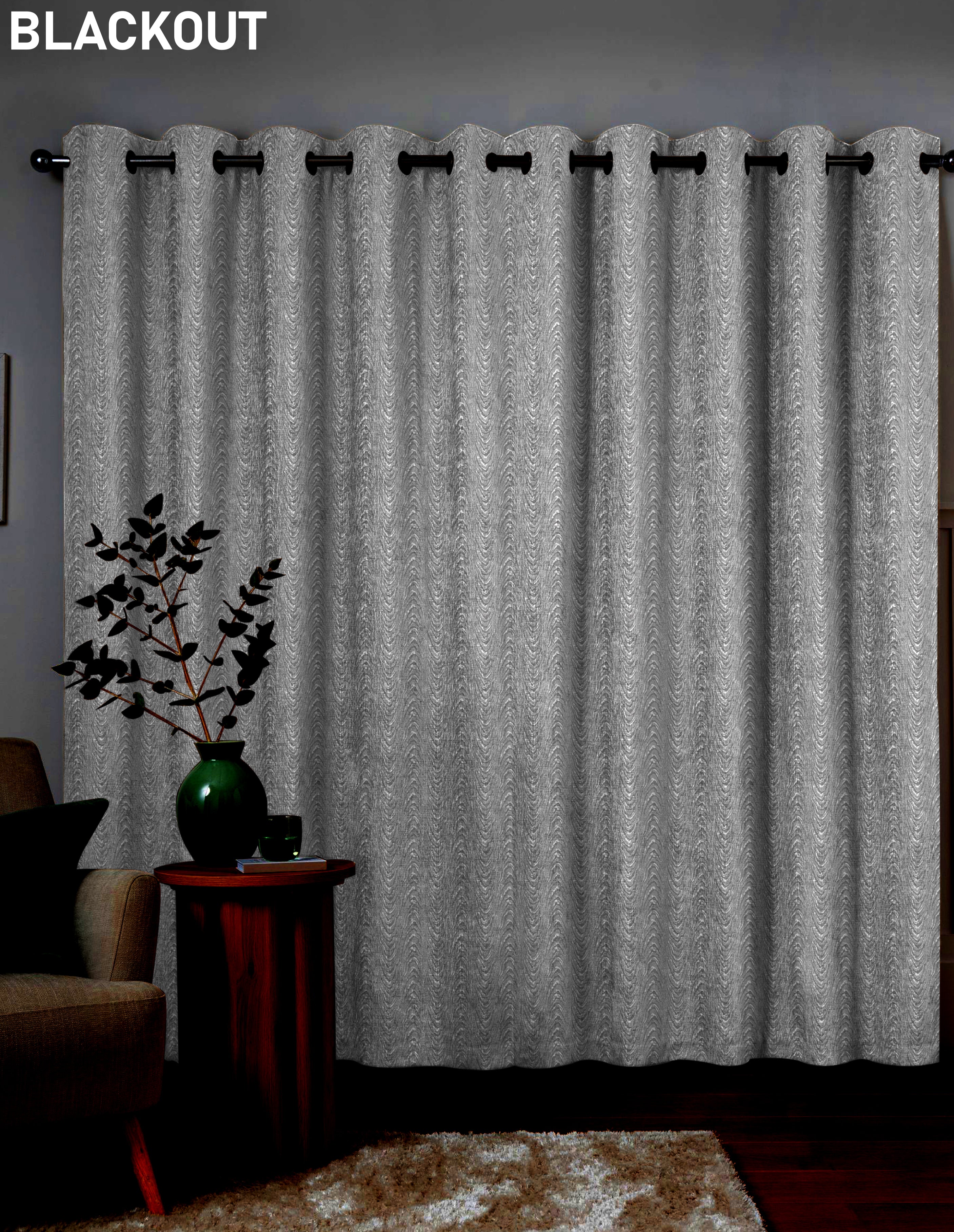 MOIRE PEWTER PREMIUM BLACKOUT CURTAIN