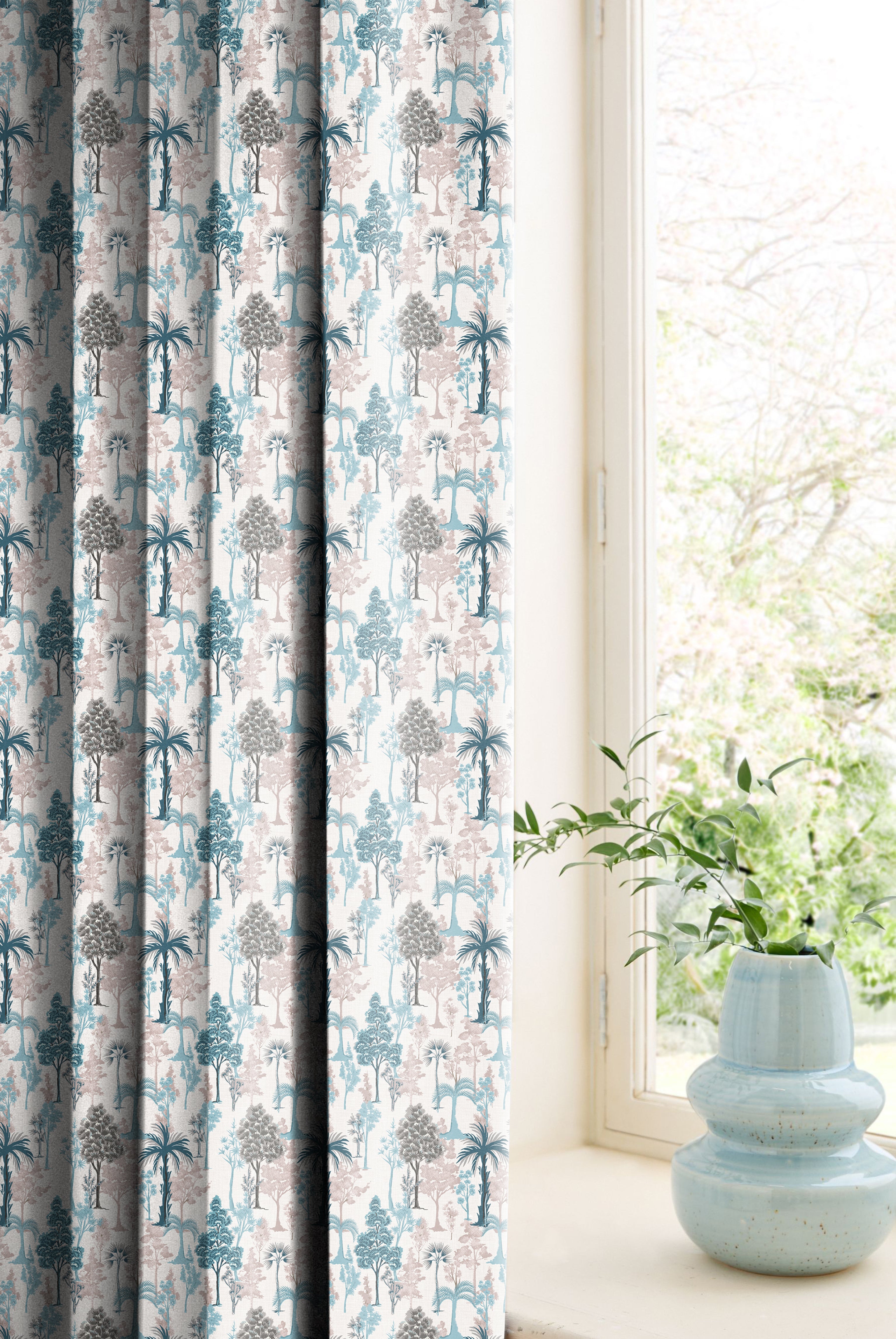 GENOA SKYBLUE ROOM DARKENING PRINTED CURTAIN