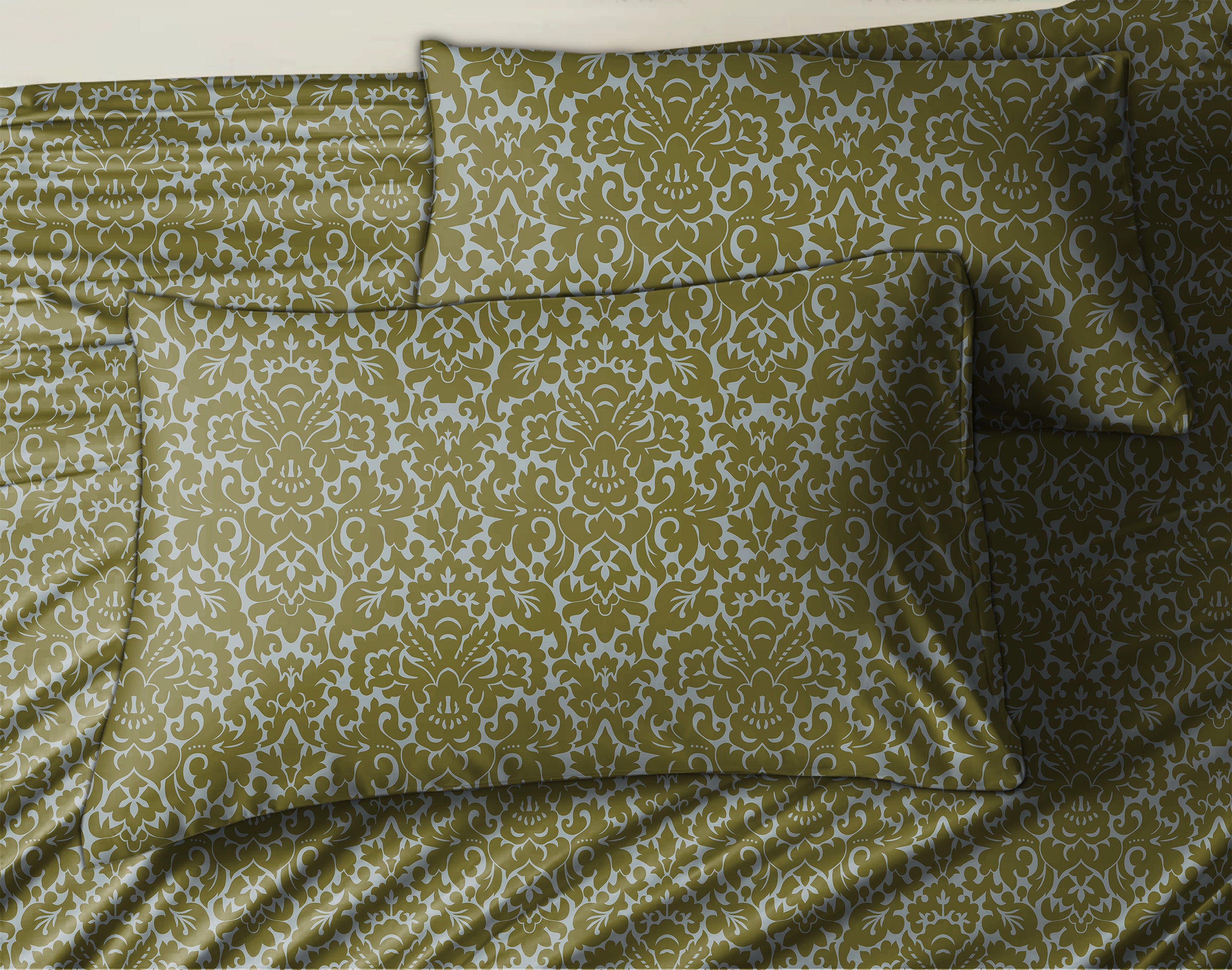 Casableu Microfiber Sydney Camo Green Bedcover for Double Bed with 2 Pillow Covers King Size (104" X 90")