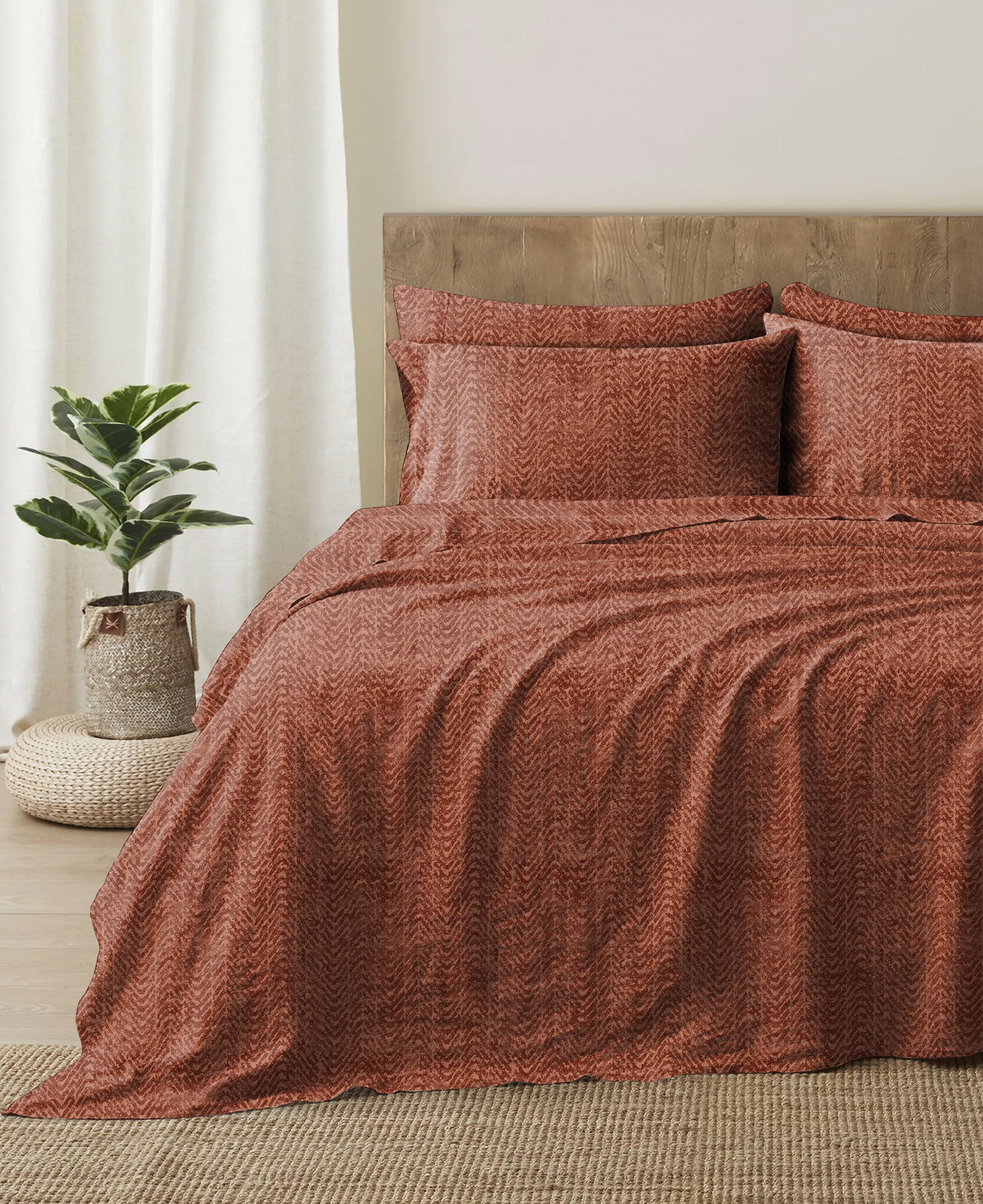 Casableu Microfiber Turin Clay Bedcover for Double Bed with 2 Pillow Covers King Size (104" X 90")