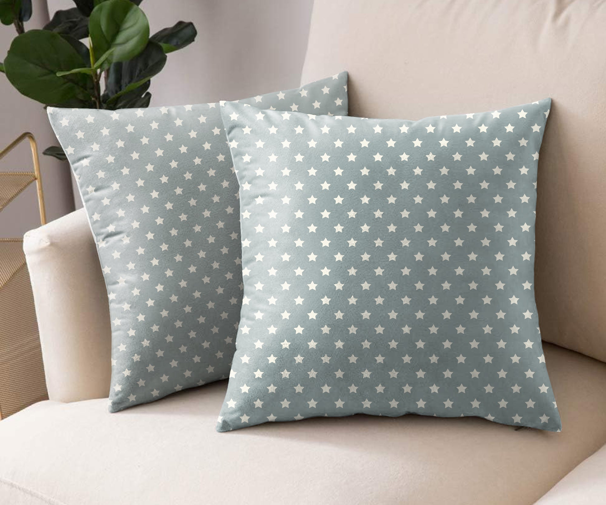 SPRING GALLERY STAR COOL GREY DIGITAL PRINTED CUSHION COVER (Pack of 2)