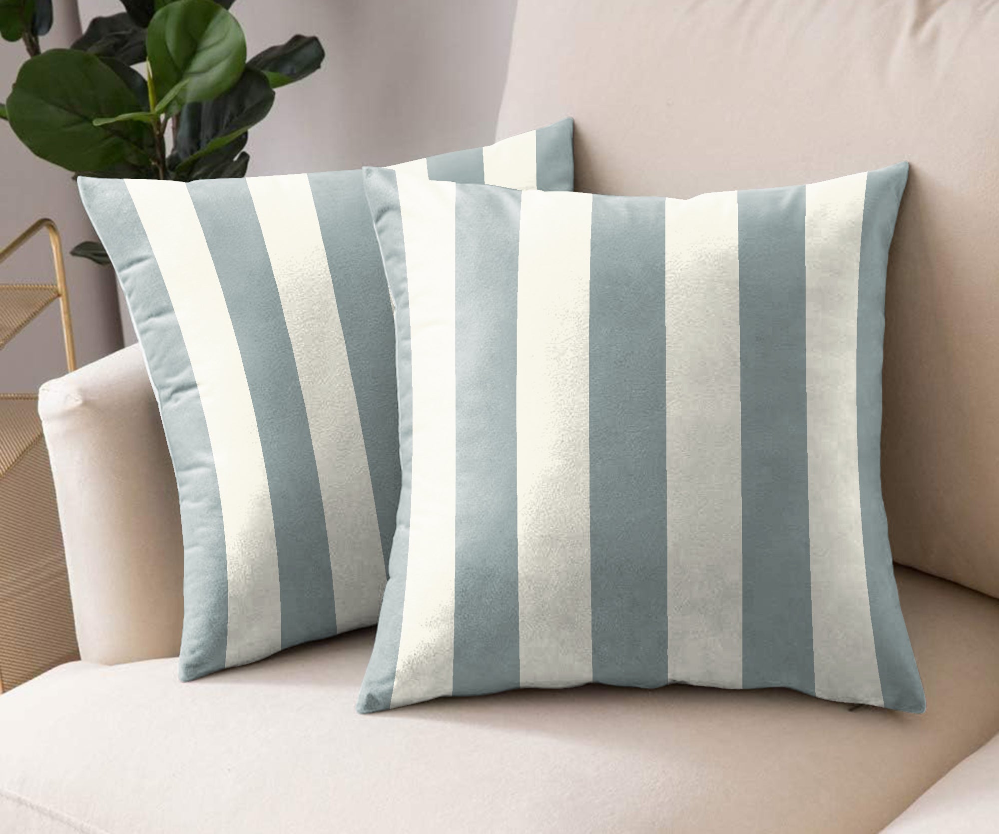 SPRING GALLERY BIG STRIPE COOL GREY DIGITAL PRINTED CUSHION COVER