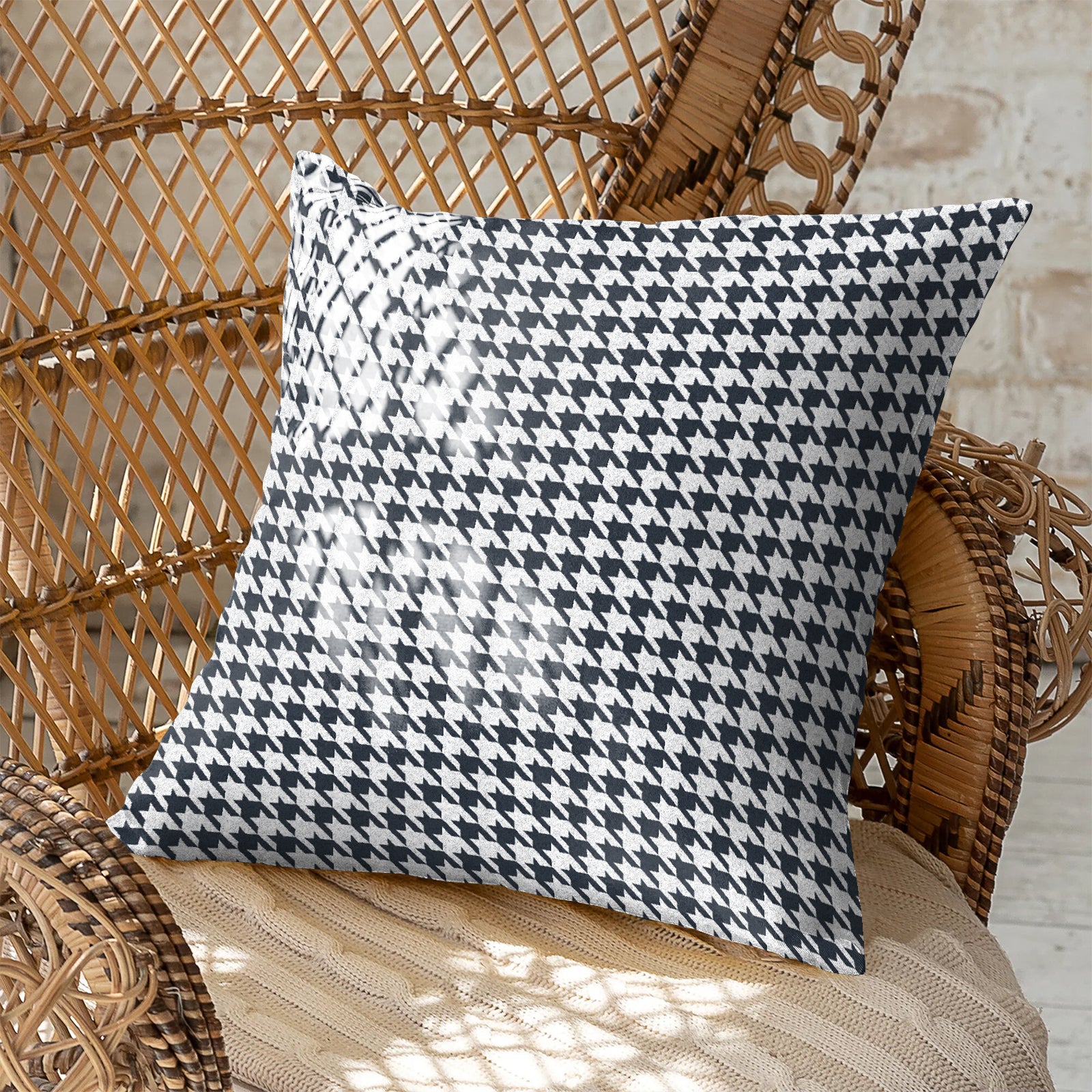 HOUNDSTOOTH D-GREY DIGITAL PRINTED CUSHION COVER (Pack of 2)