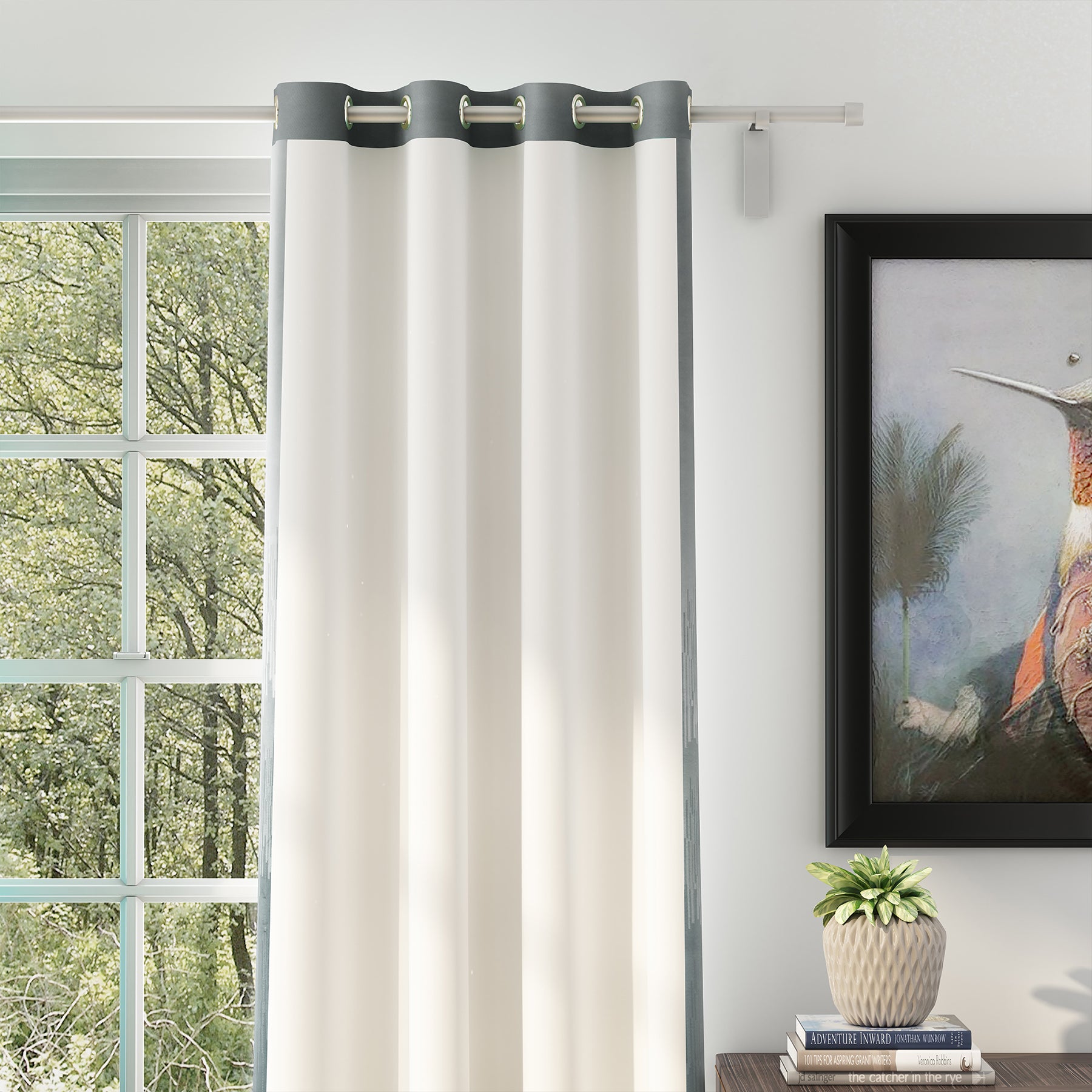 KUDO GREY CURTAIN BLACKOUT PRINTED FOR LIVING & BEDROOMS