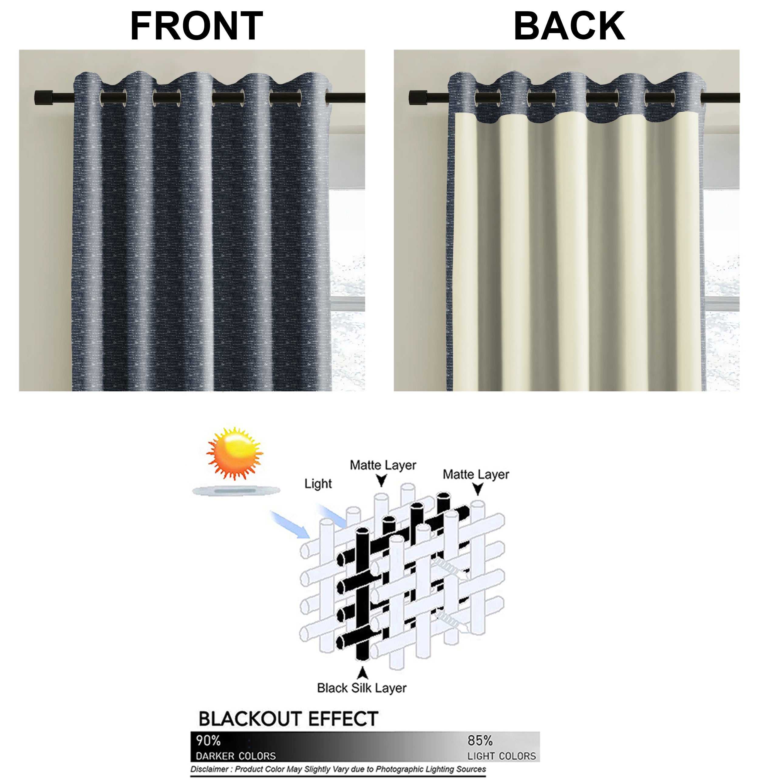 MALAGA DARK GREY BLACKOUT CURTAINS