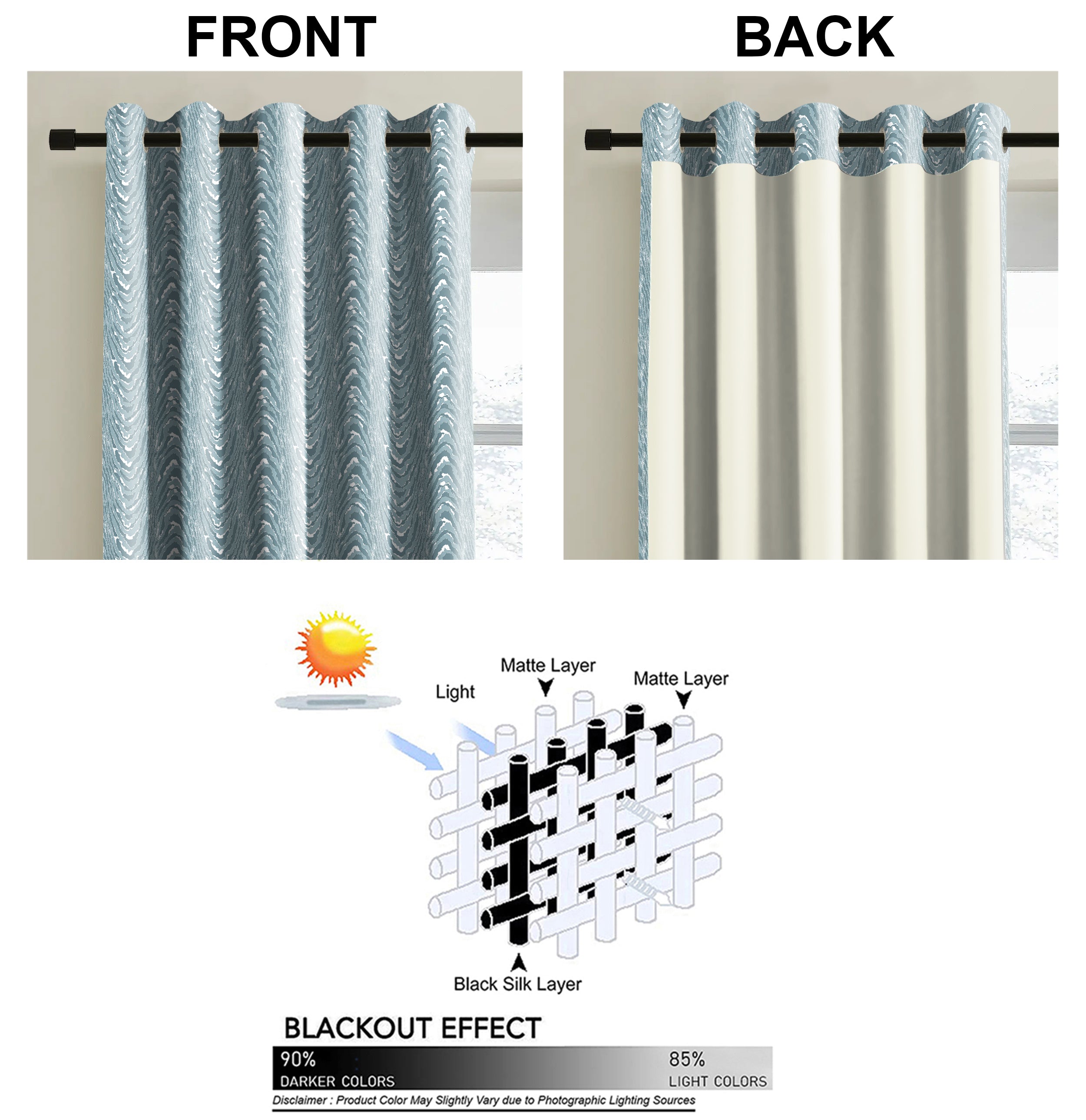 MOIRE GREY PREMIUM BLACKOUT CURTAIN