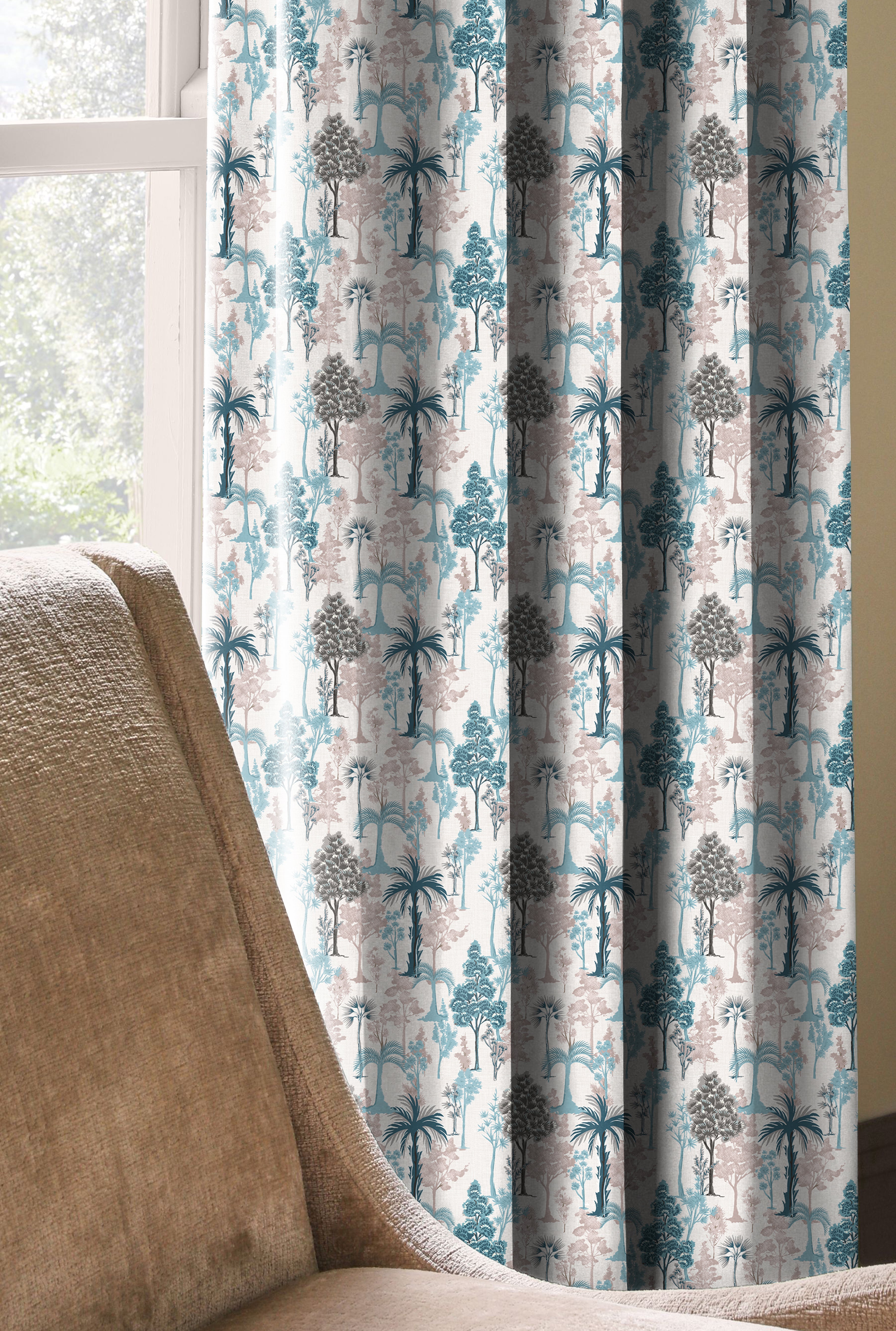 GENOA SKYBLUE ROOM DARKENING PRINTED CURTAIN