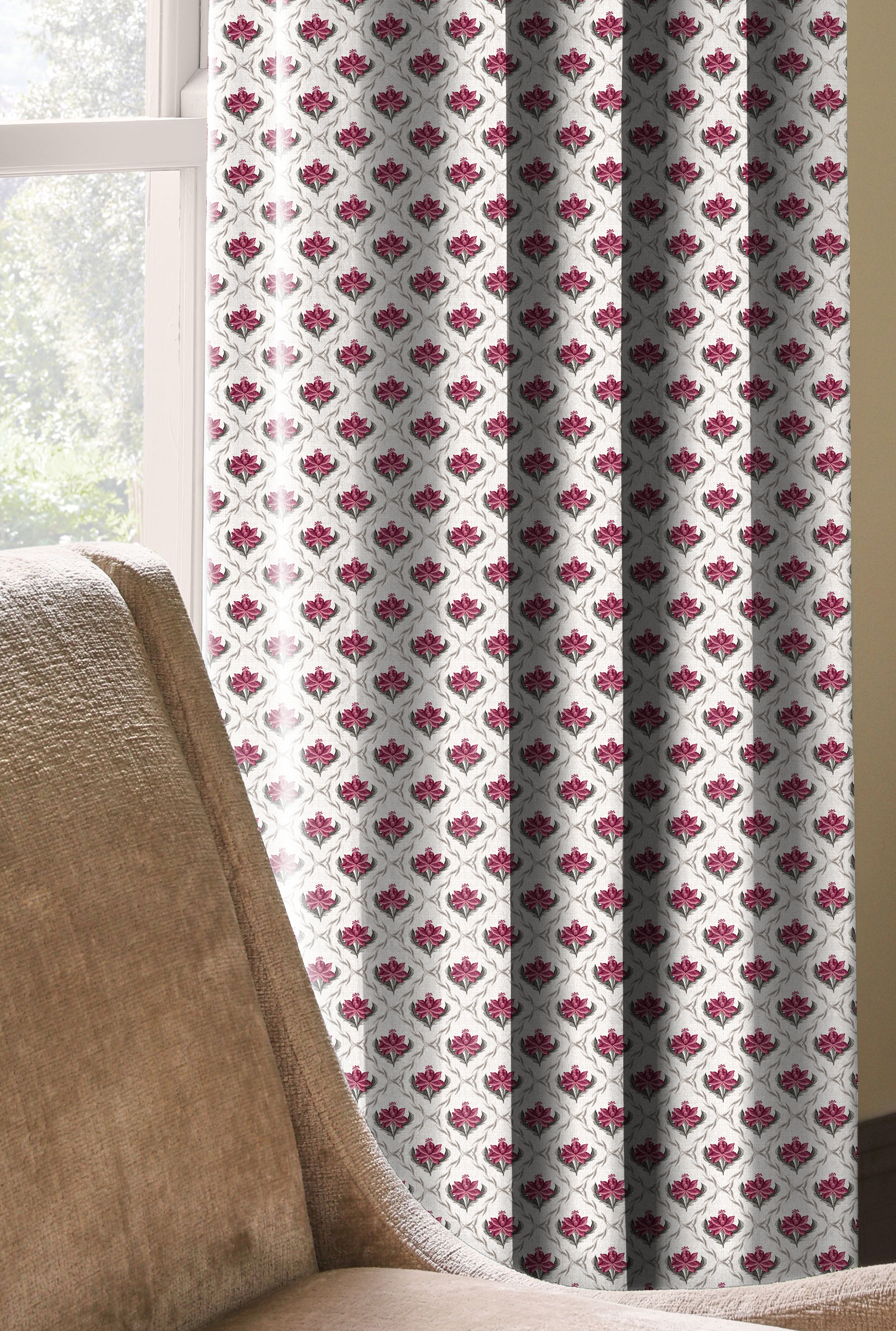 CHURCHGATE BABY PINK ROOM DARKENING PRINTED CURTAIN