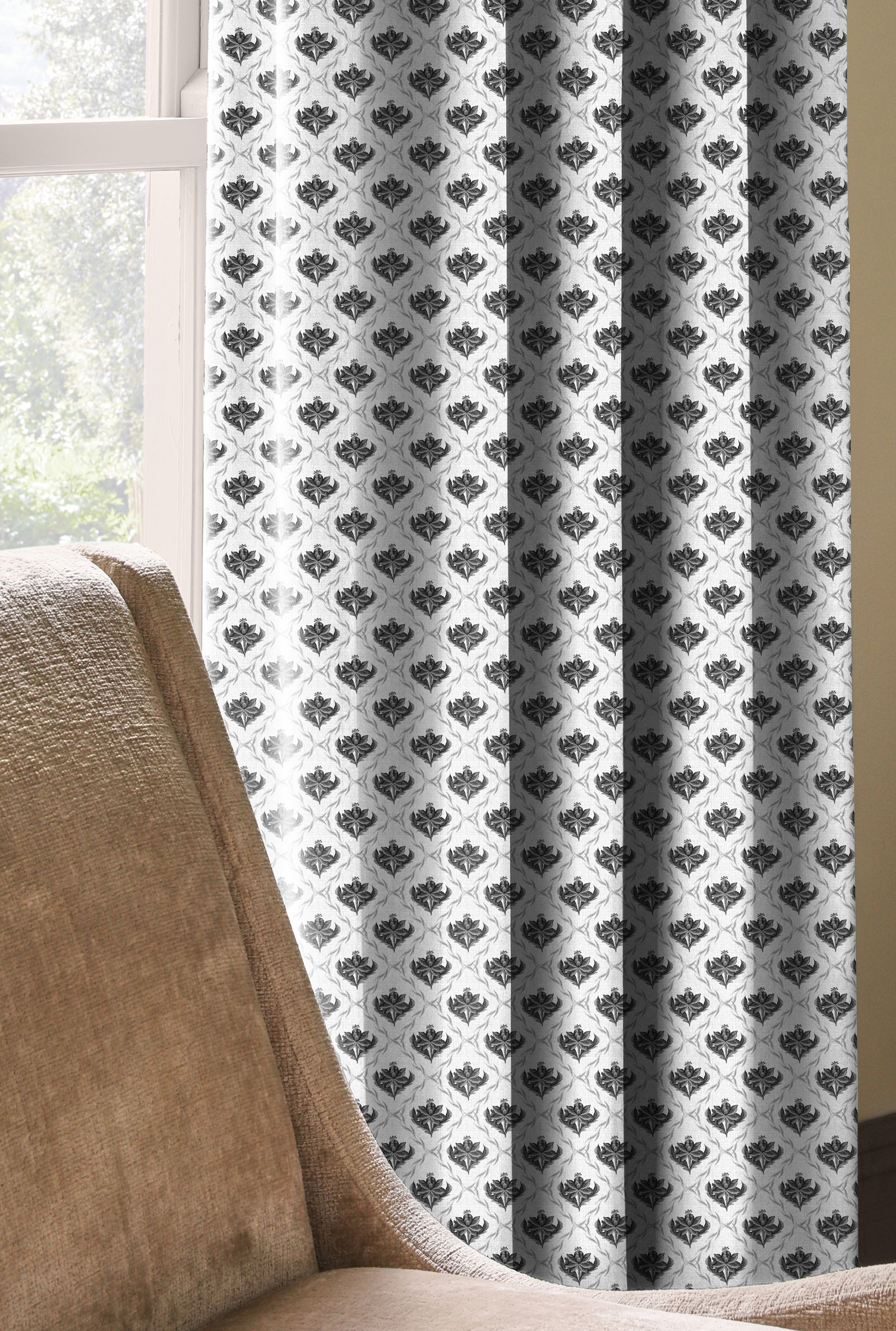 CHURCHGATE SOFT GREY ROOM DARKENING PRINTED CURTAIN