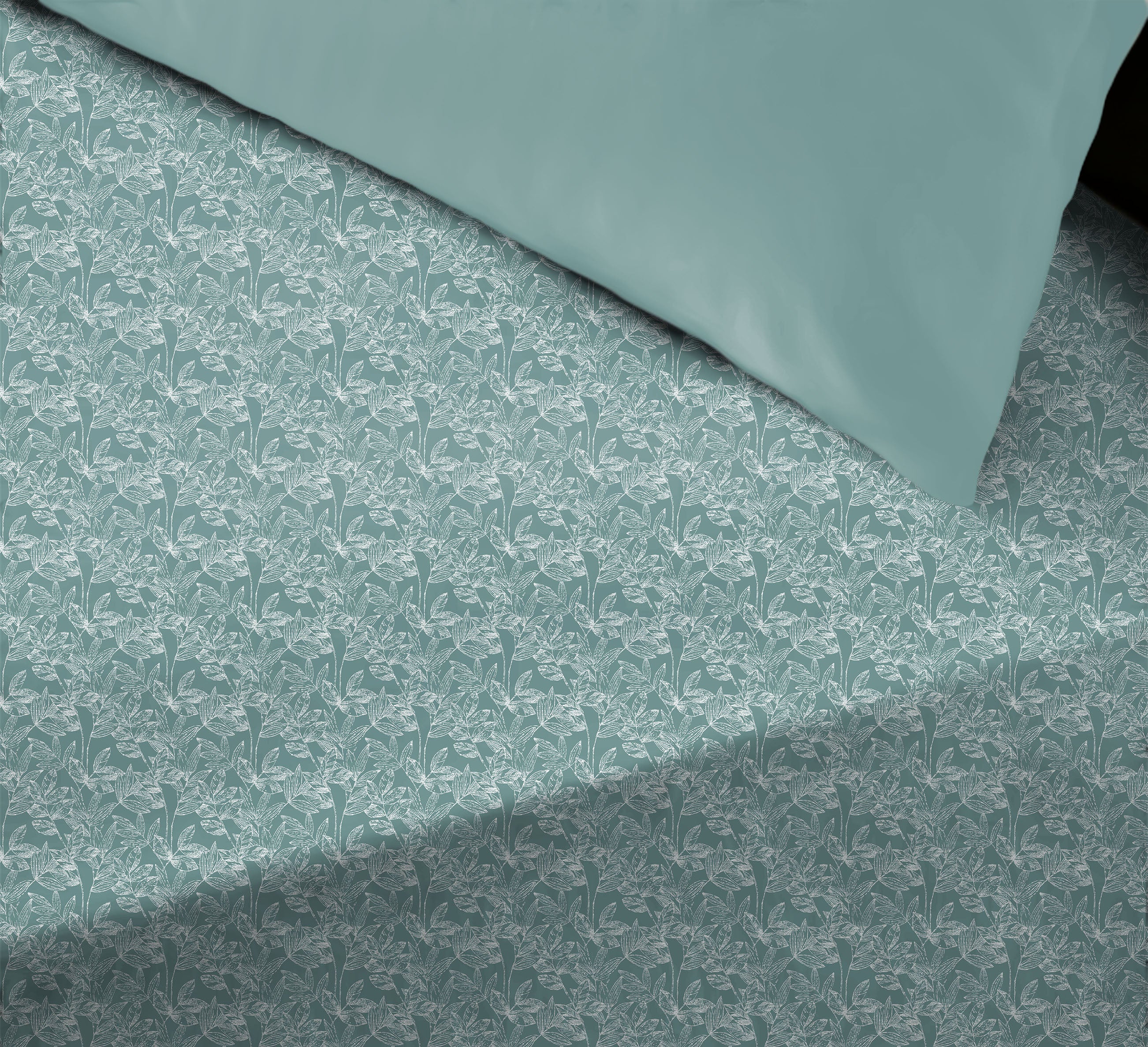 Meadow Dark-Sea-Green Bedcover for Double Bed with 2 Pillow Covers King Size (104" X 90")