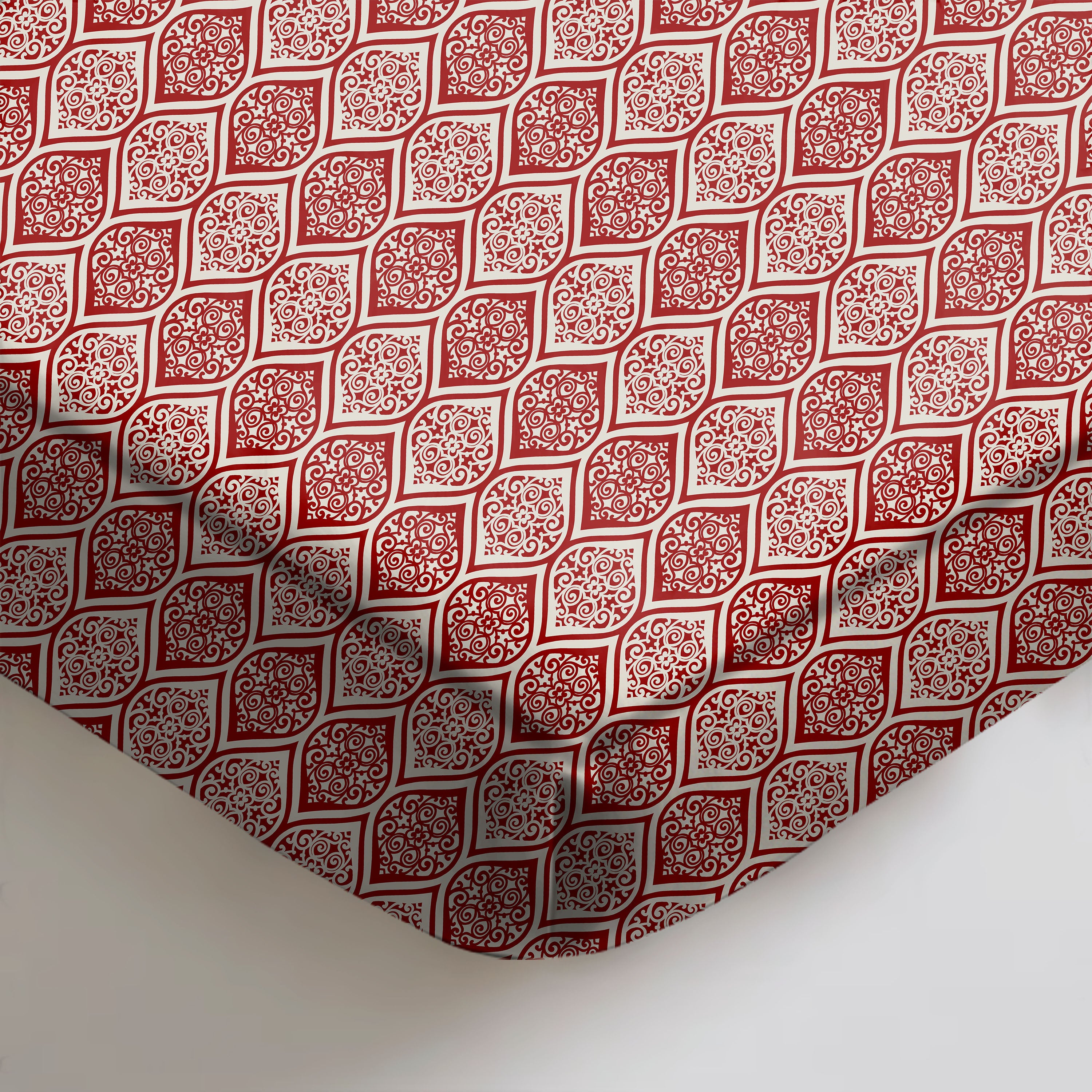 Manhattan Dark Red Bedcover for Double Bed with 2 Pillow Covers King Size (104" X 90")