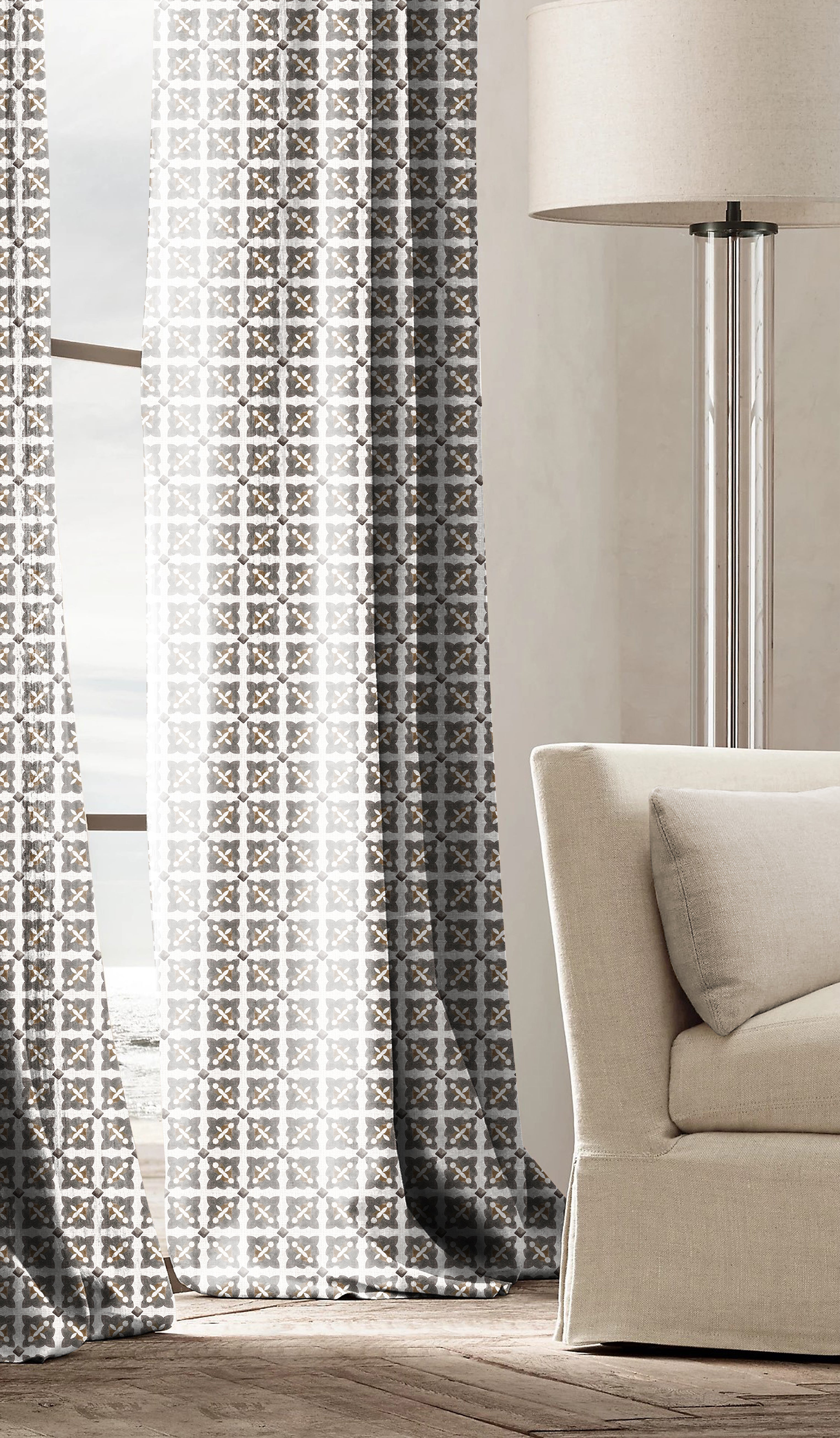 DOHA COFFEE ROOM DARKENING PRINTED CURTAIN