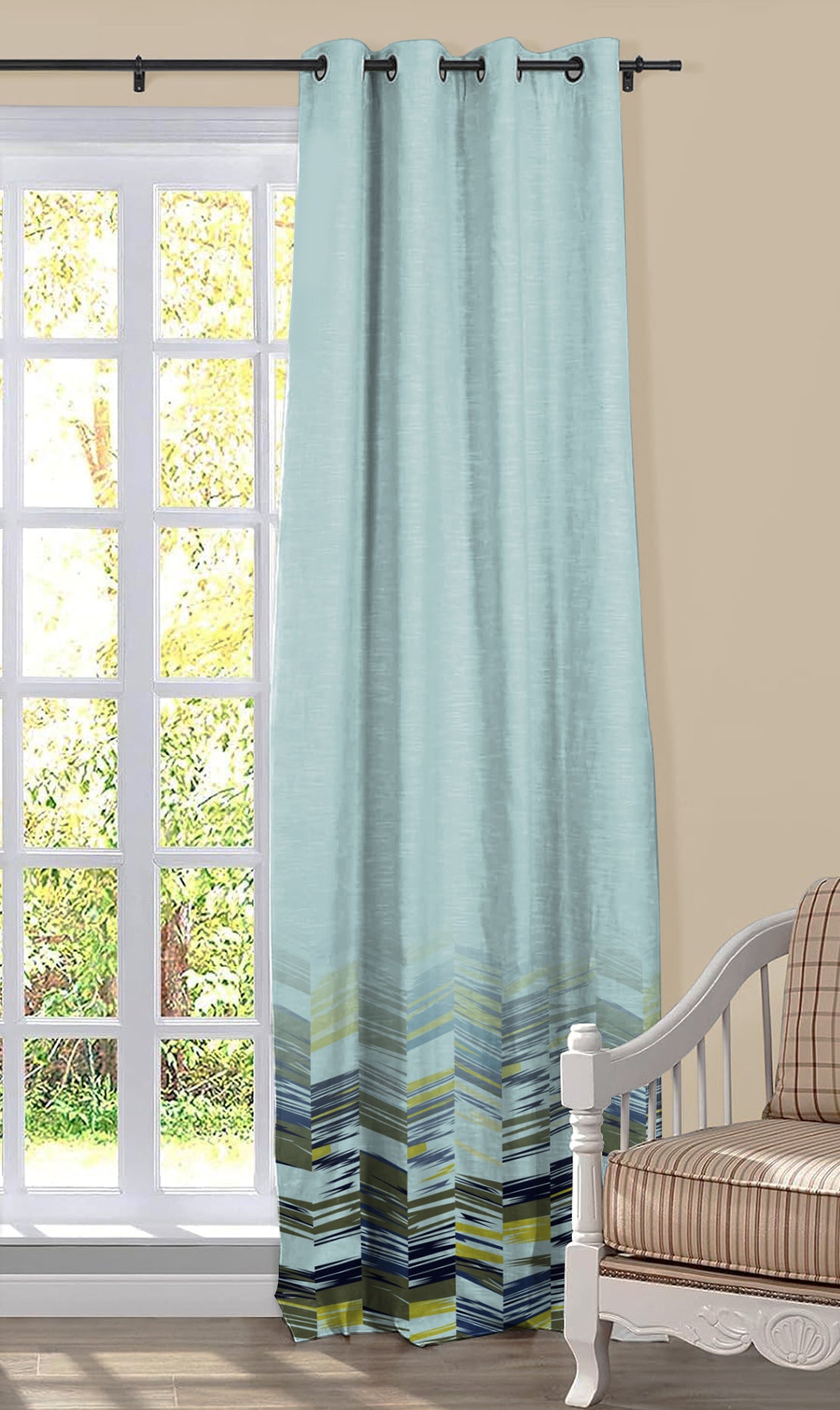 WELLINGTON BLACKOUT CURTAINS SKYBLUE/YELLOW