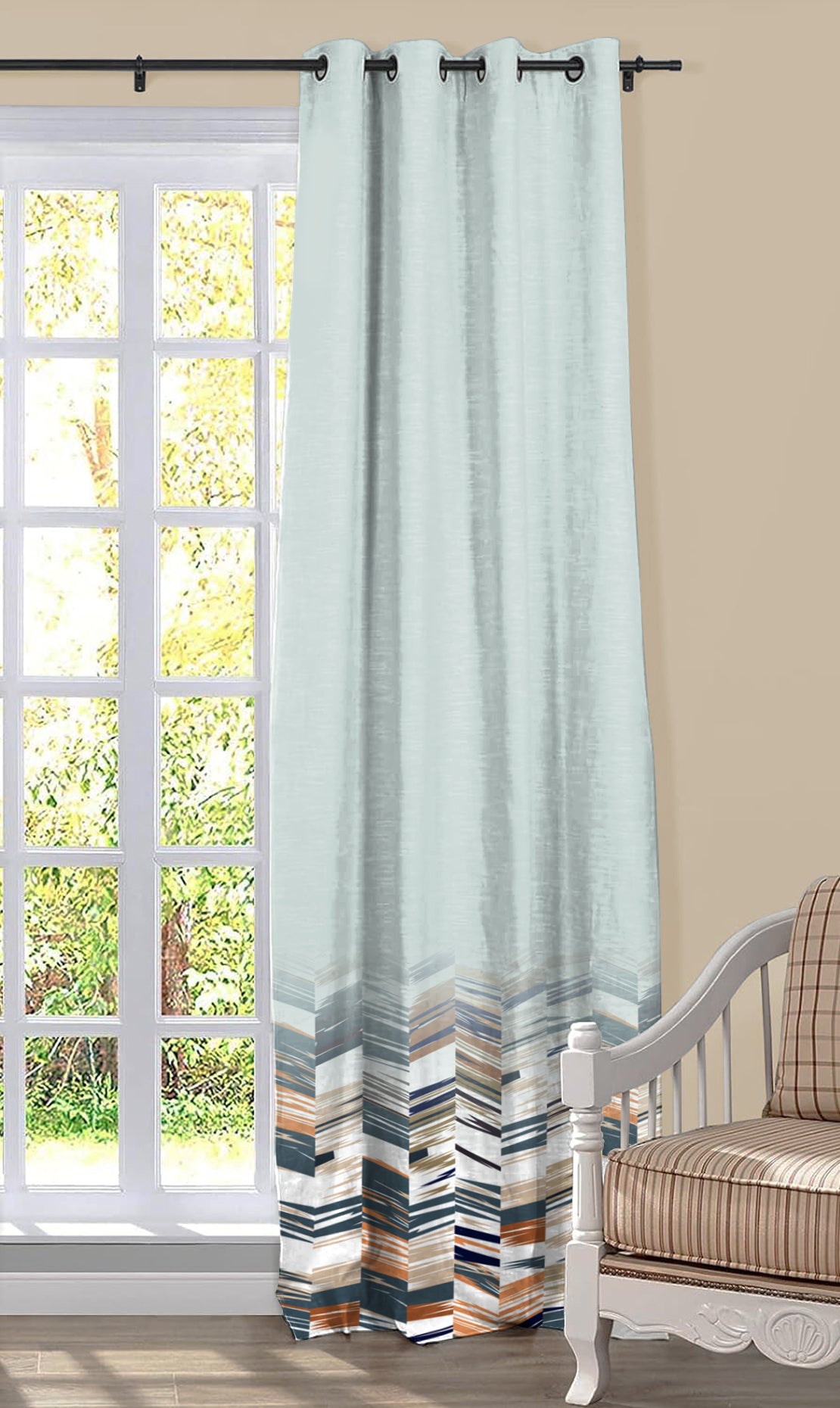 WELLINGTON  BLACKOUT CURTAINS SKYBLUE/ORANGE