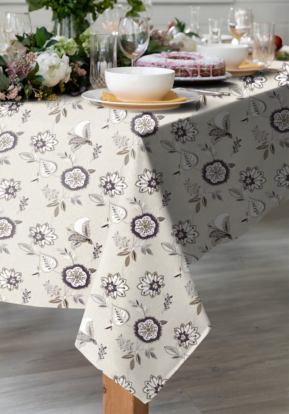 BEAU GREY 6 Seater Table Cloth