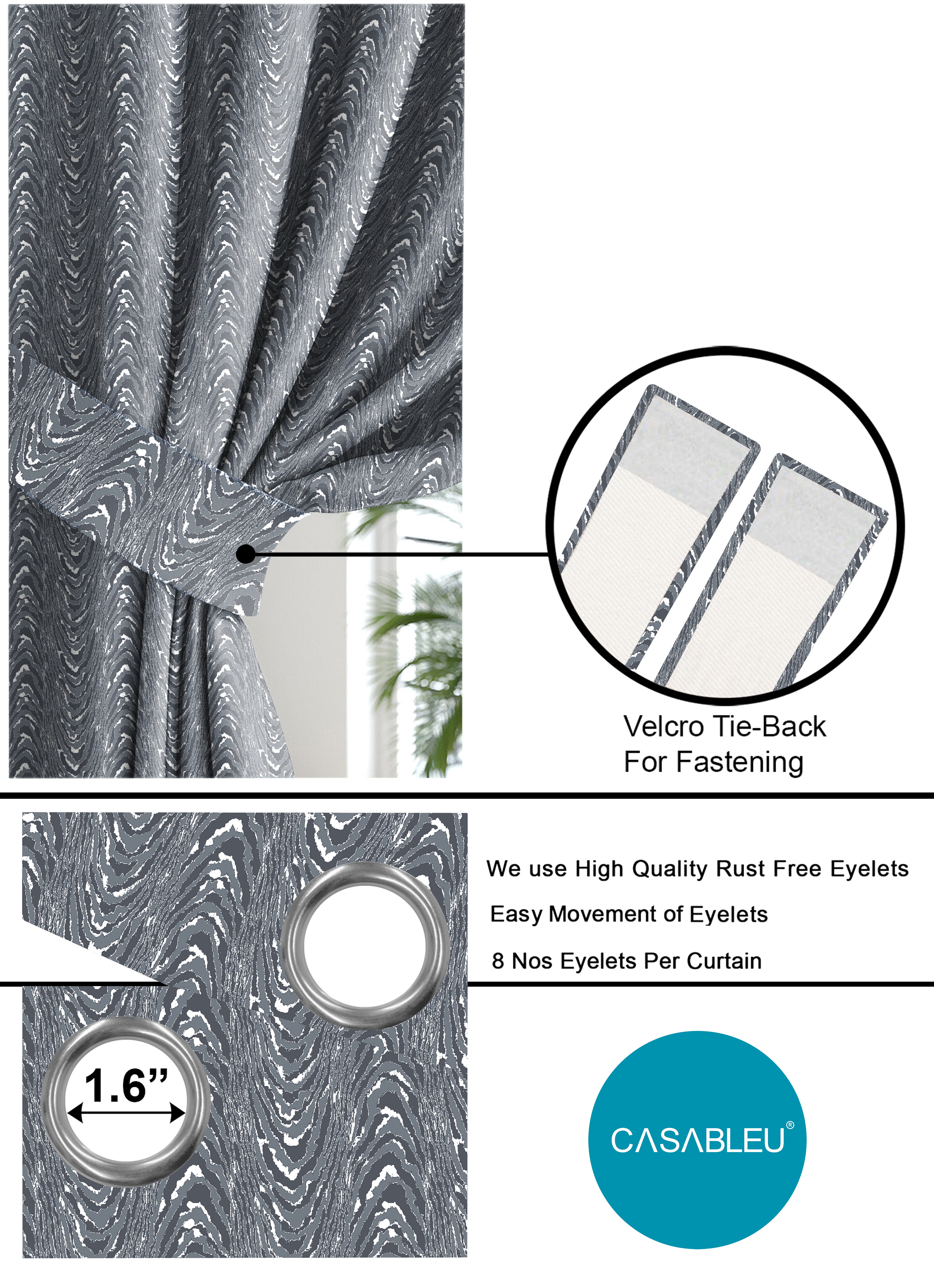 MOIRE STEEL PREMIUM BLACKOUT CURTAIN