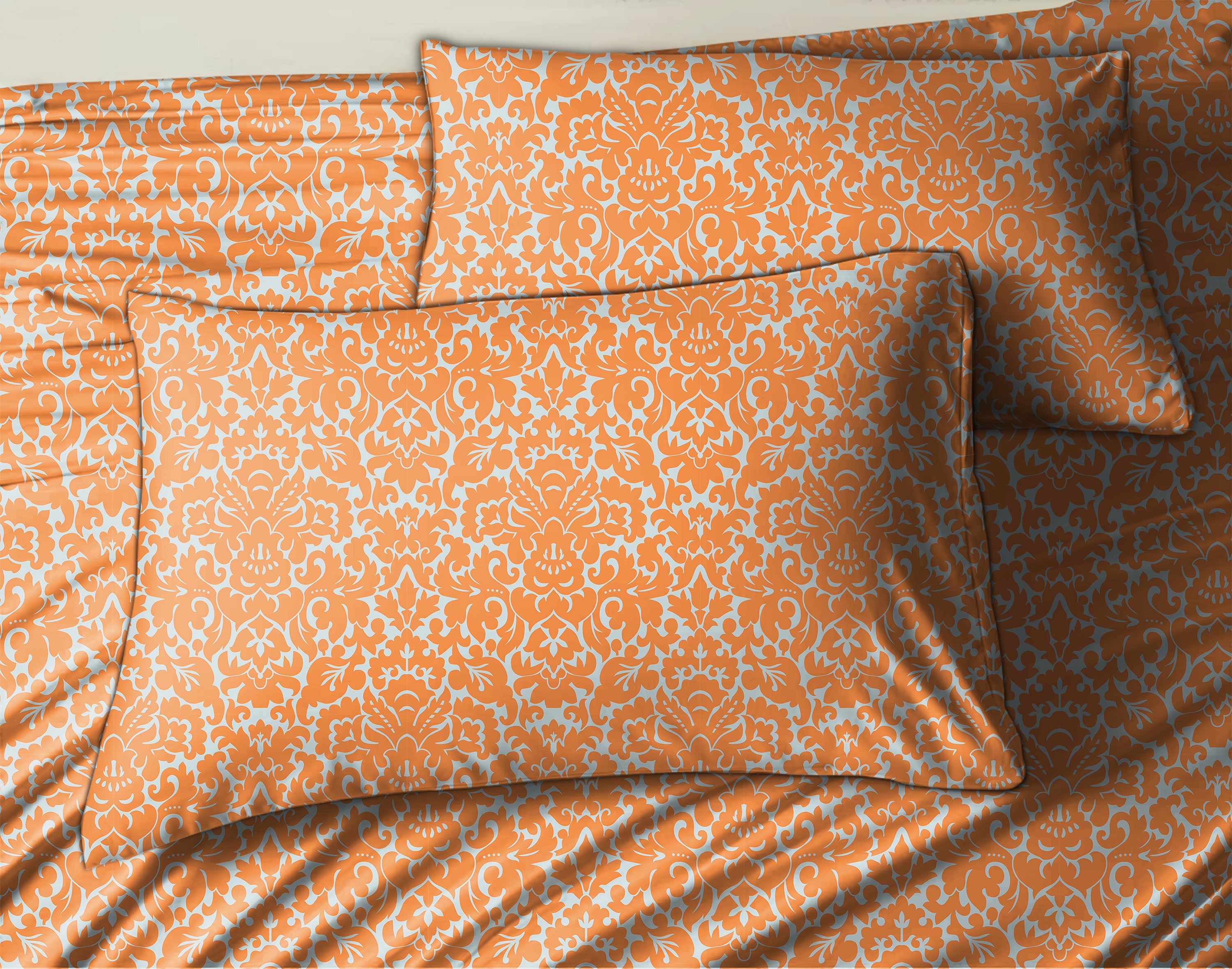 Casableu Microfiber Sydney Orange Bedcover for Double Bed with 2 Pillow Covers King Size (104" X 90")