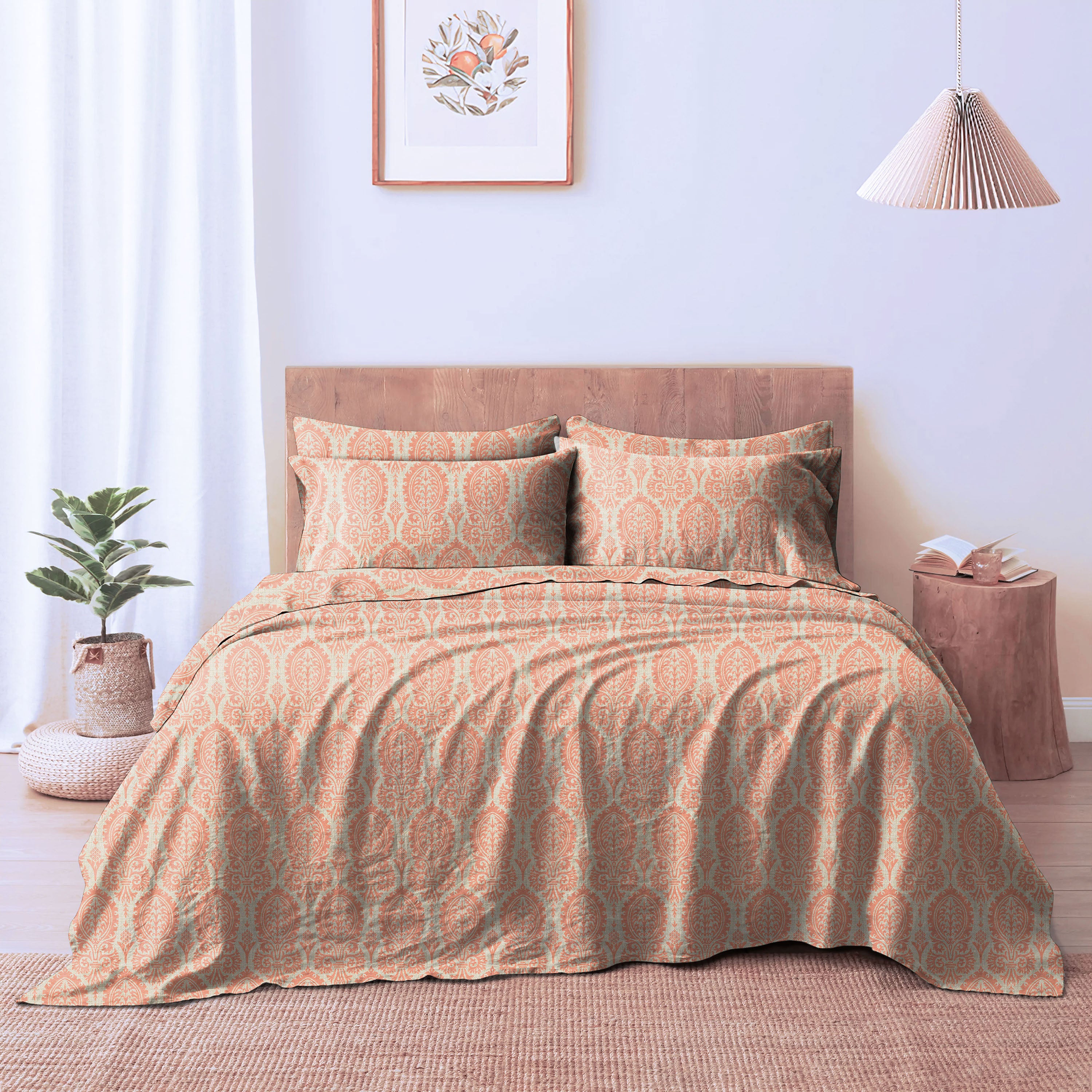 Manchester Sweet Pink Bedcover for Double Bed with 2 Pillow Covers King Size (104" X 90")