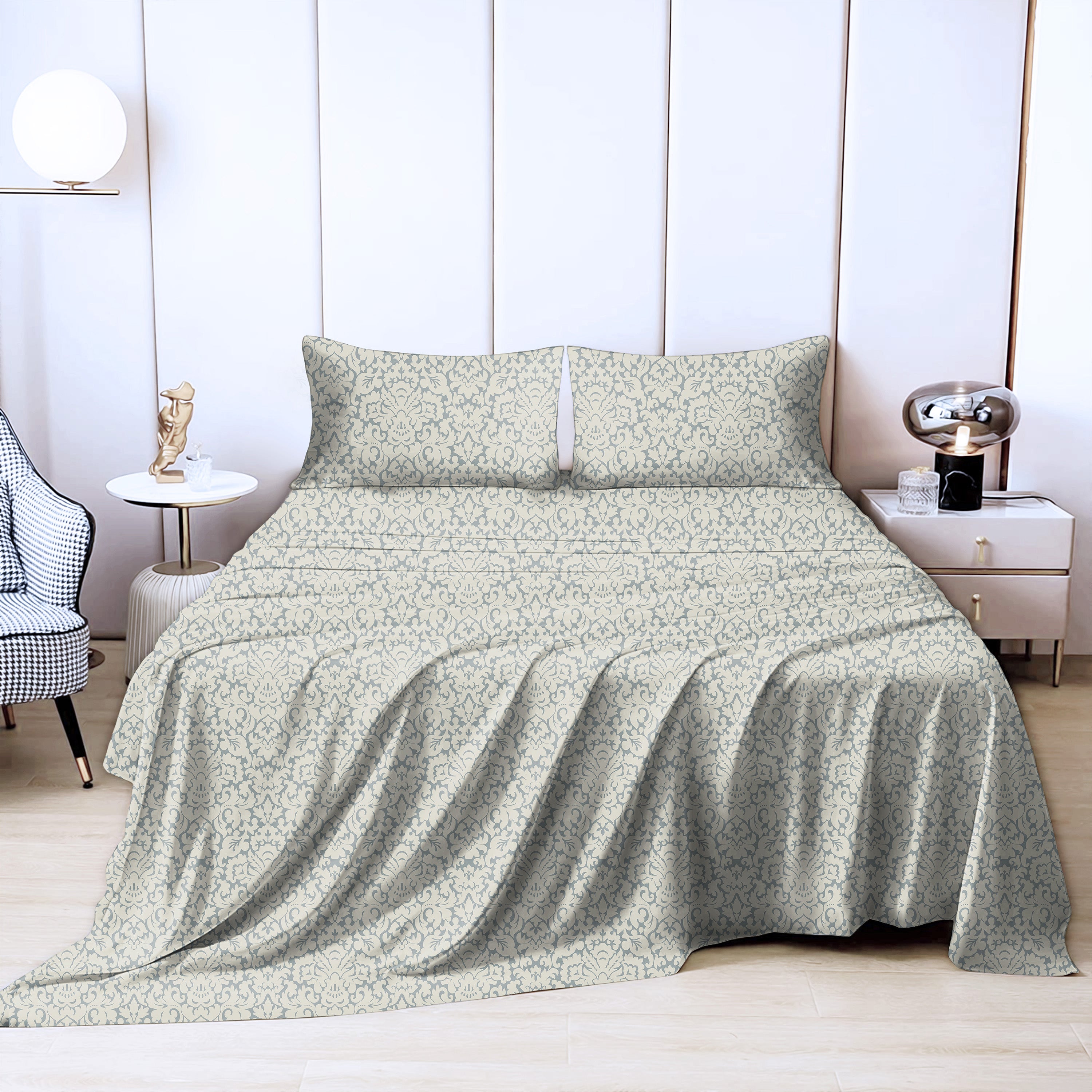Casableu Microfiber Sydney Timberwolf  Bedcover for Double Bed with 2 Pillow Covers King Size (104" X 90")