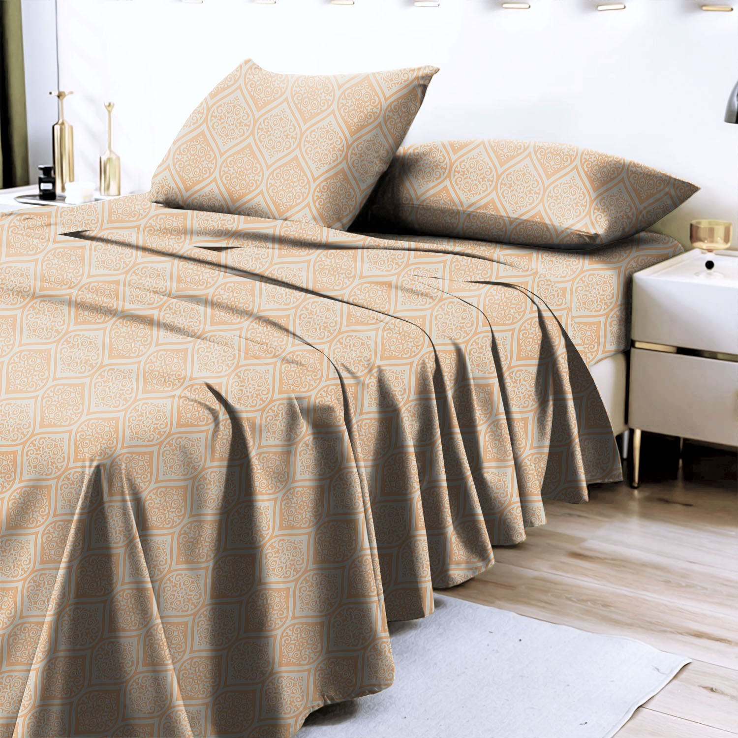 Manhattan Tumbleweed Bedcover for Double Bed with 2 Pillow Covers King Size (104" X 90")