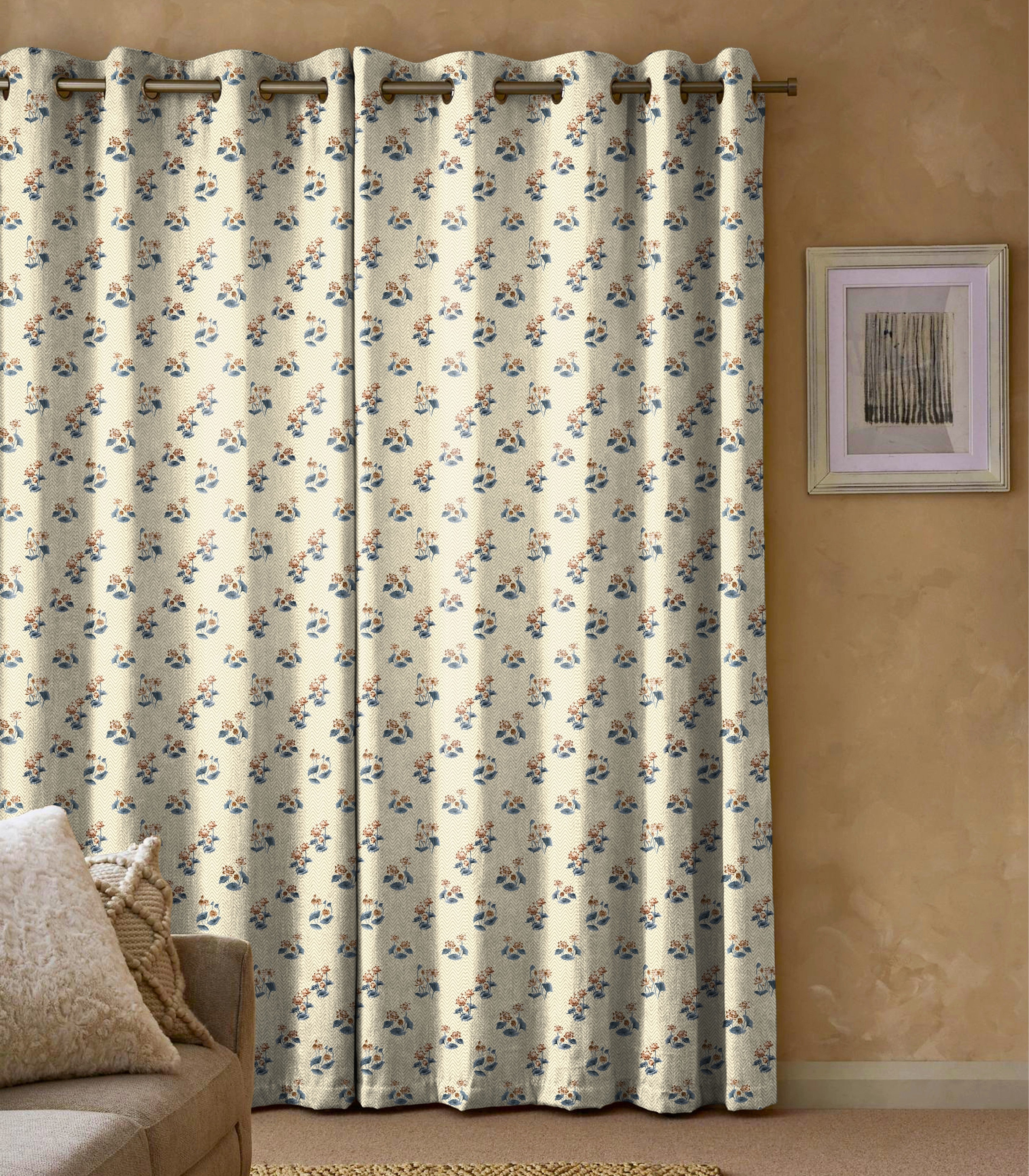 CLARA CREAM ROOM DARKENING PRINTED CURTAIN