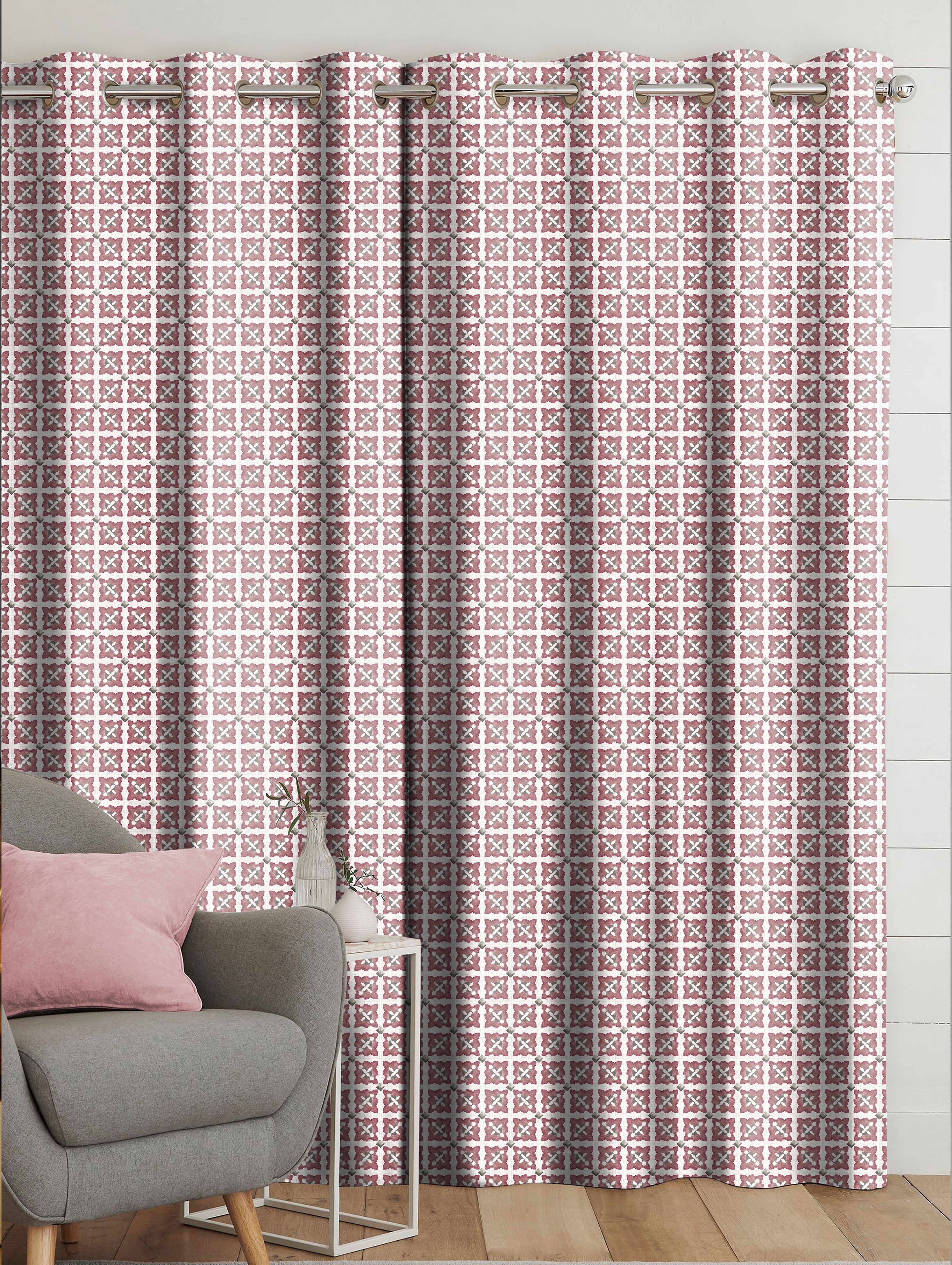 DOHA BABYPINK ROOM DARKENING PRINTED CURTAIN