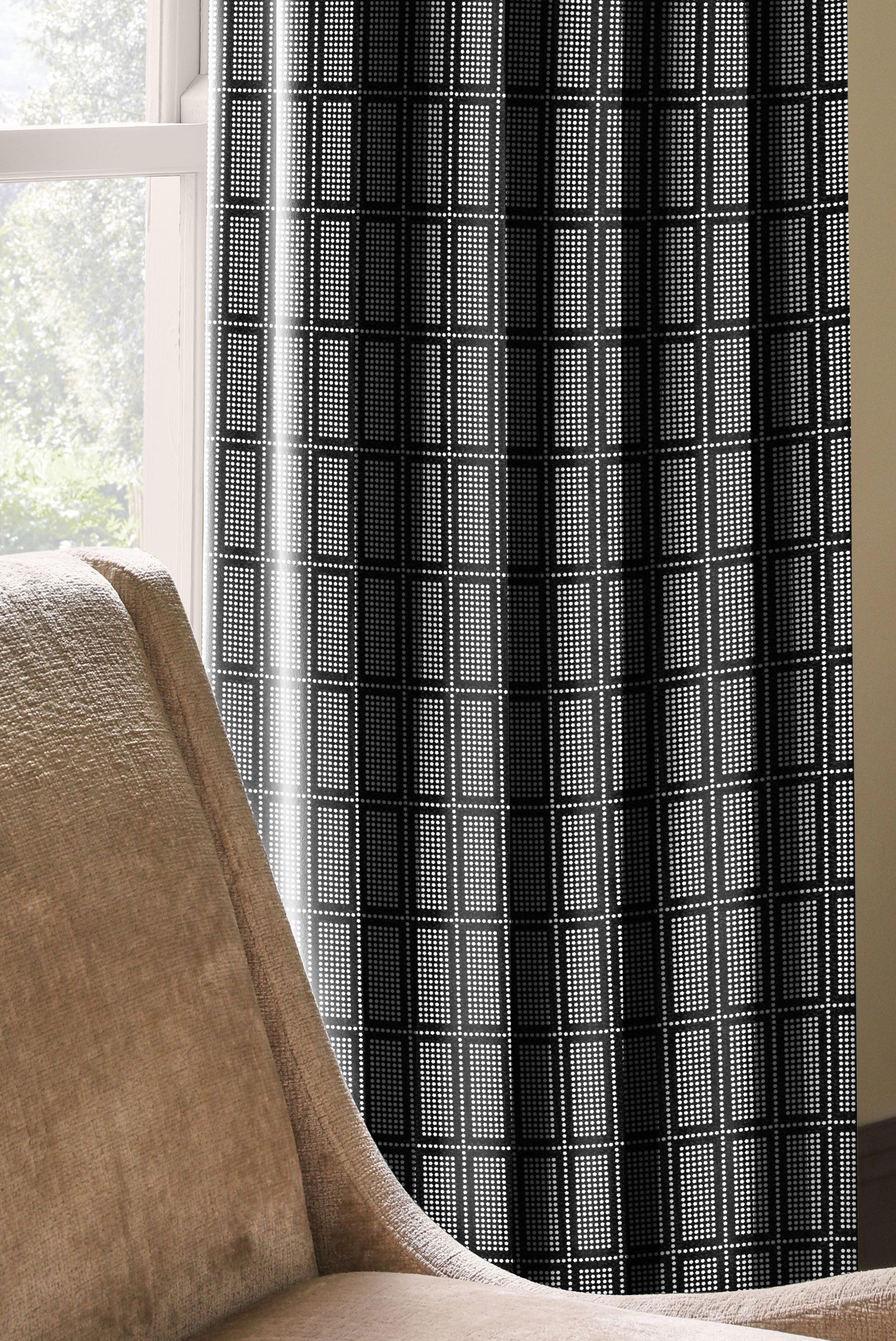 MIRABELLE CHARCOAL ROOM DARKENING PRINTED  CURTAIN