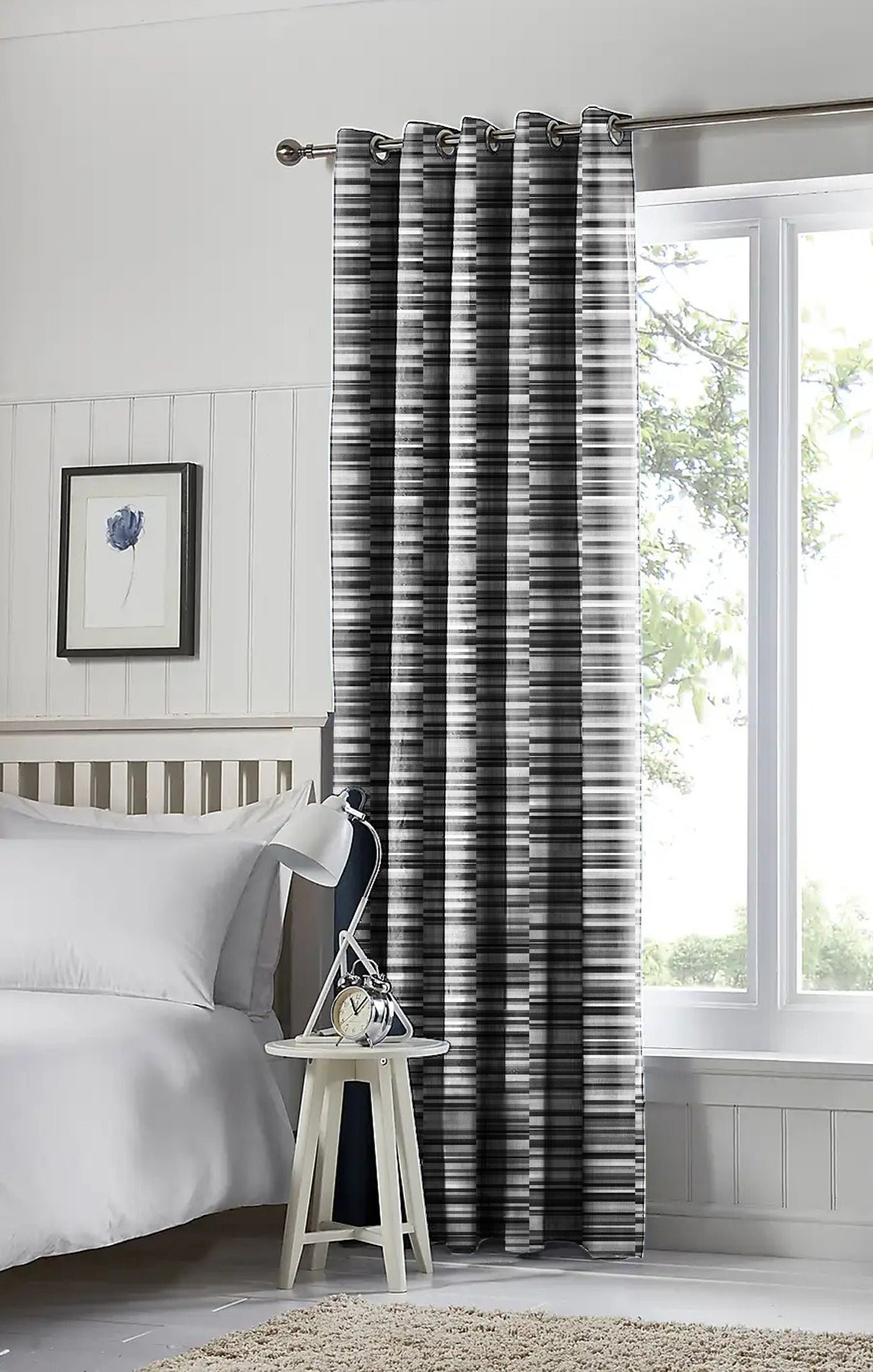 ILLUSION DASH BLACKOUT CURTAIN BLACK/GREY