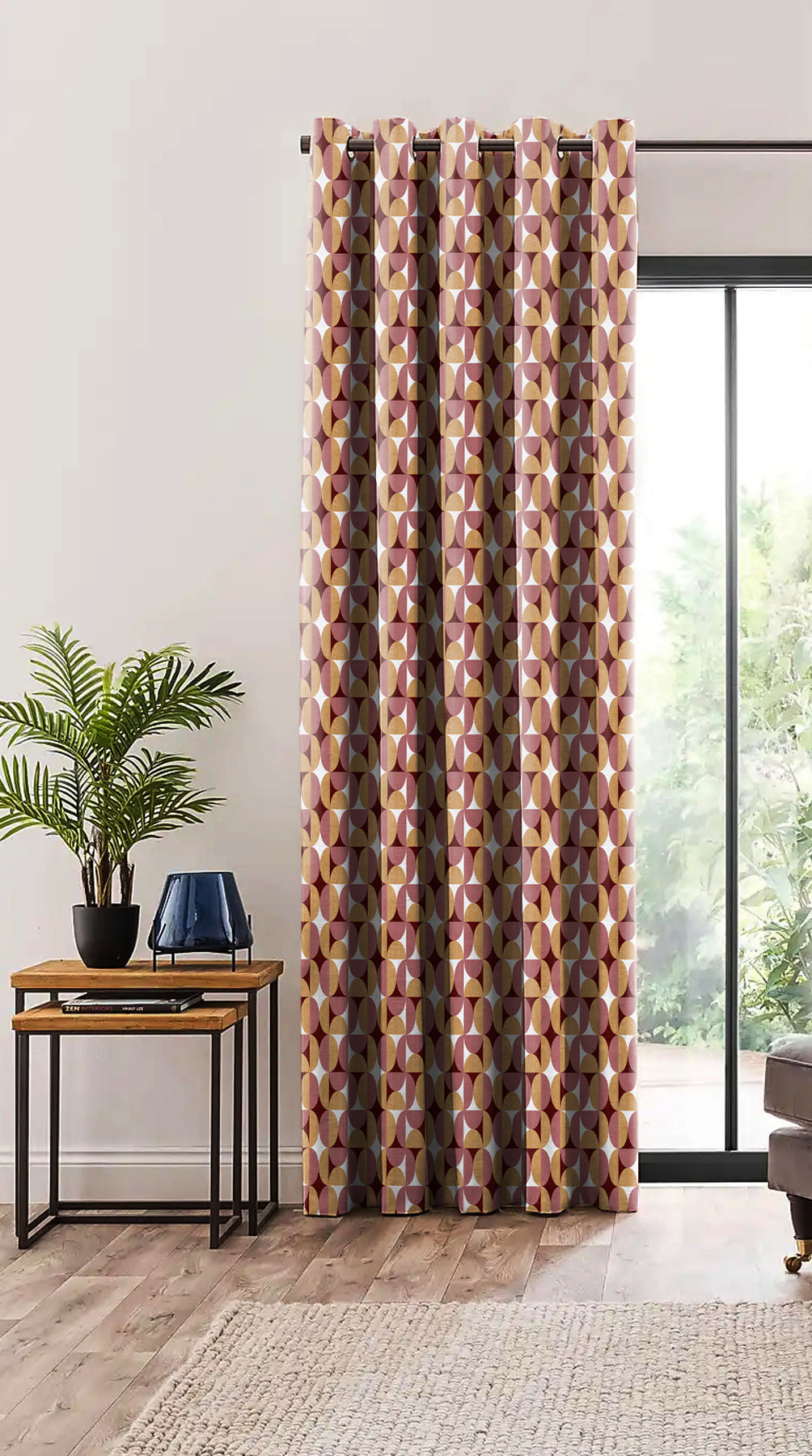 ILLUSION CIRCLE BLACKOUT CURTAIN CAMEL/PINK