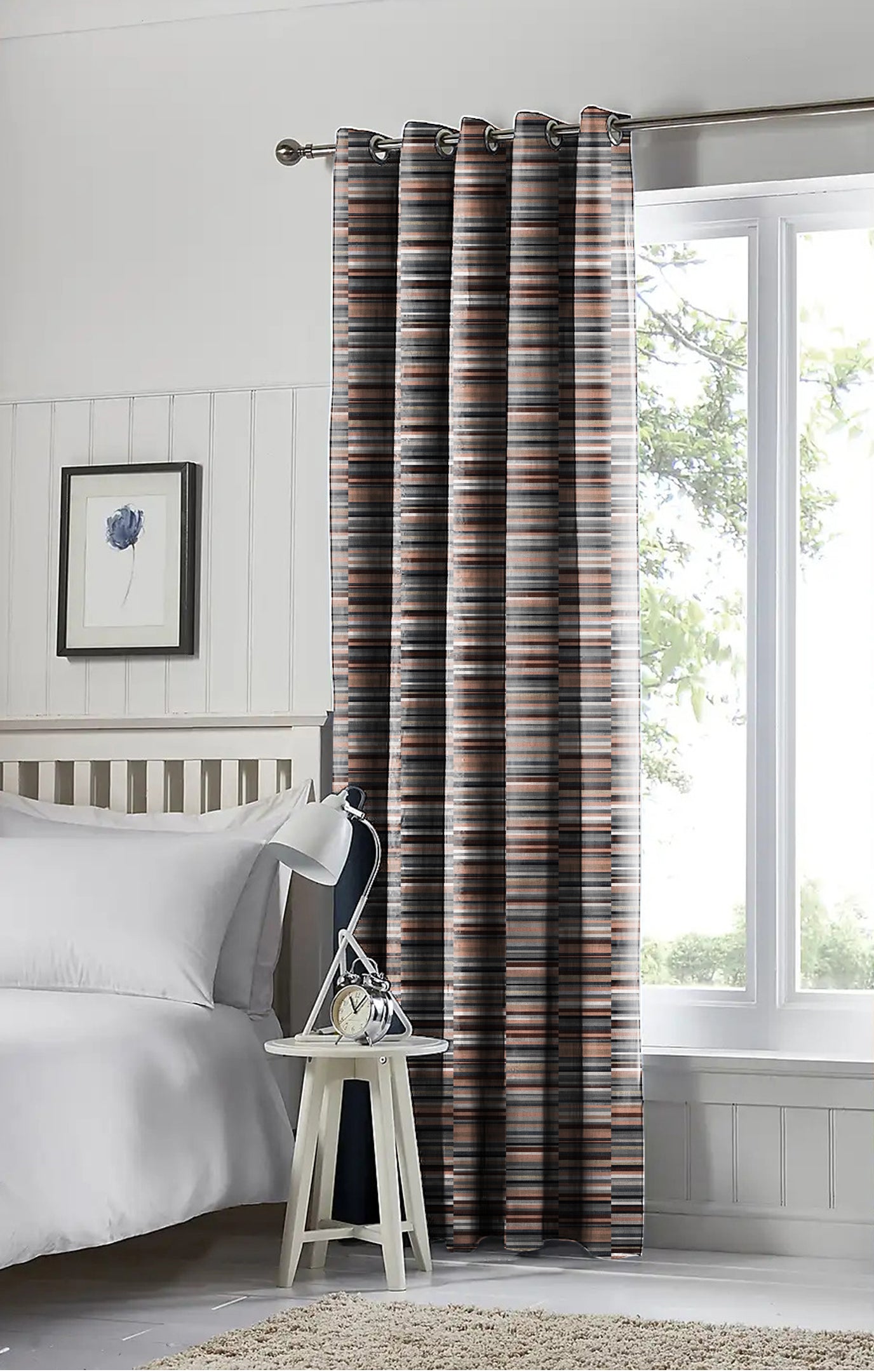 ILLUSION DASH BLACKOUT CURTAIN TERRACOTTA/COFFEE