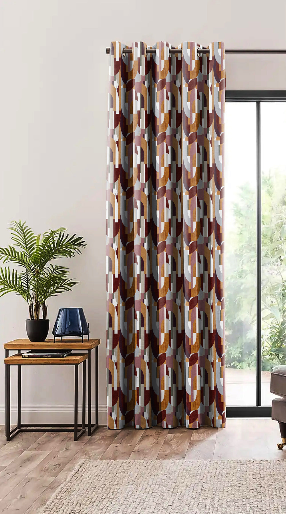 ILLUSION CURVES BLACKOUT CURTAIN CAMEL/PINK