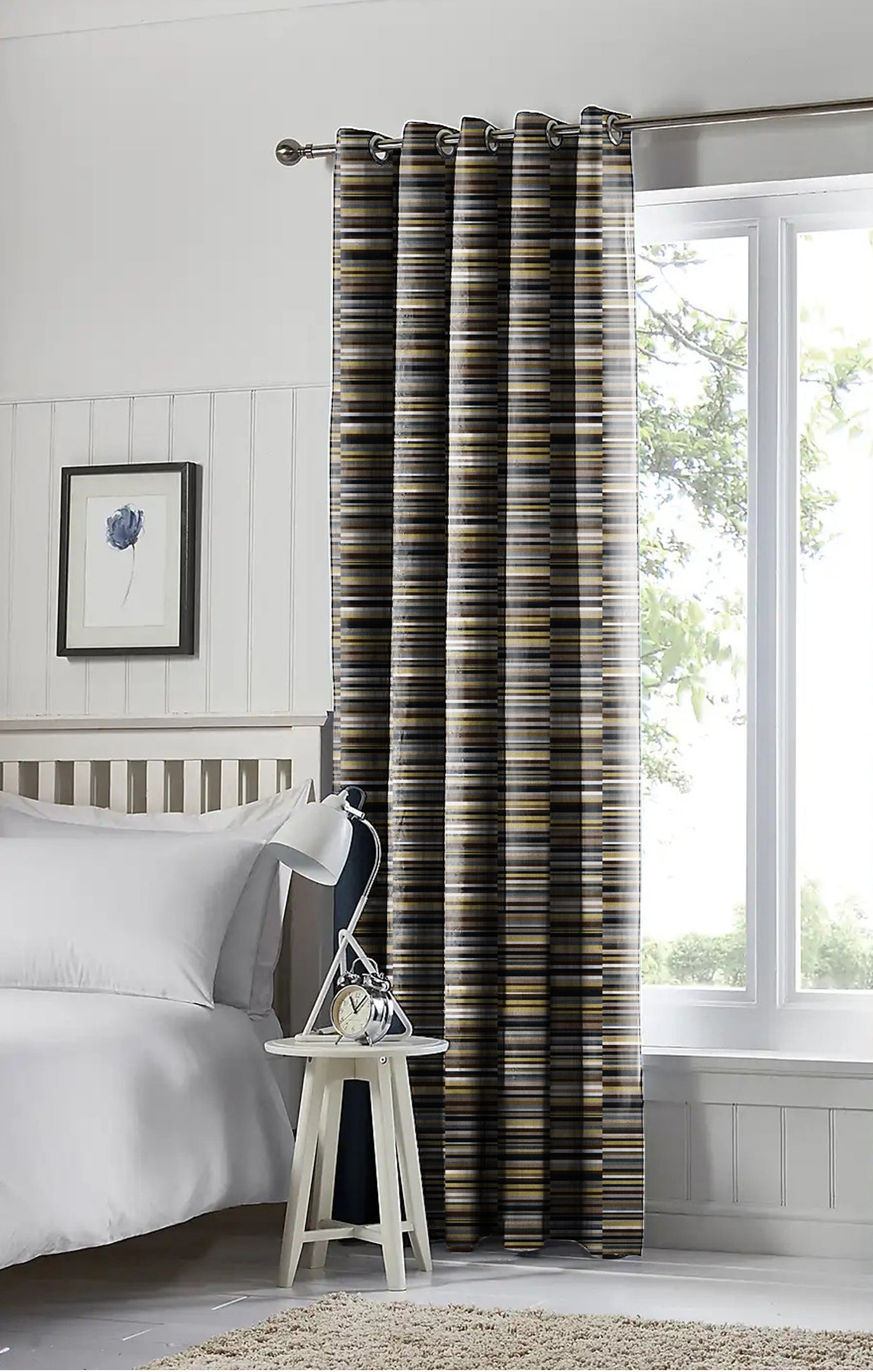 ILLUSION DASH BLACKOUT CURTAINS BROWN/YELLOW