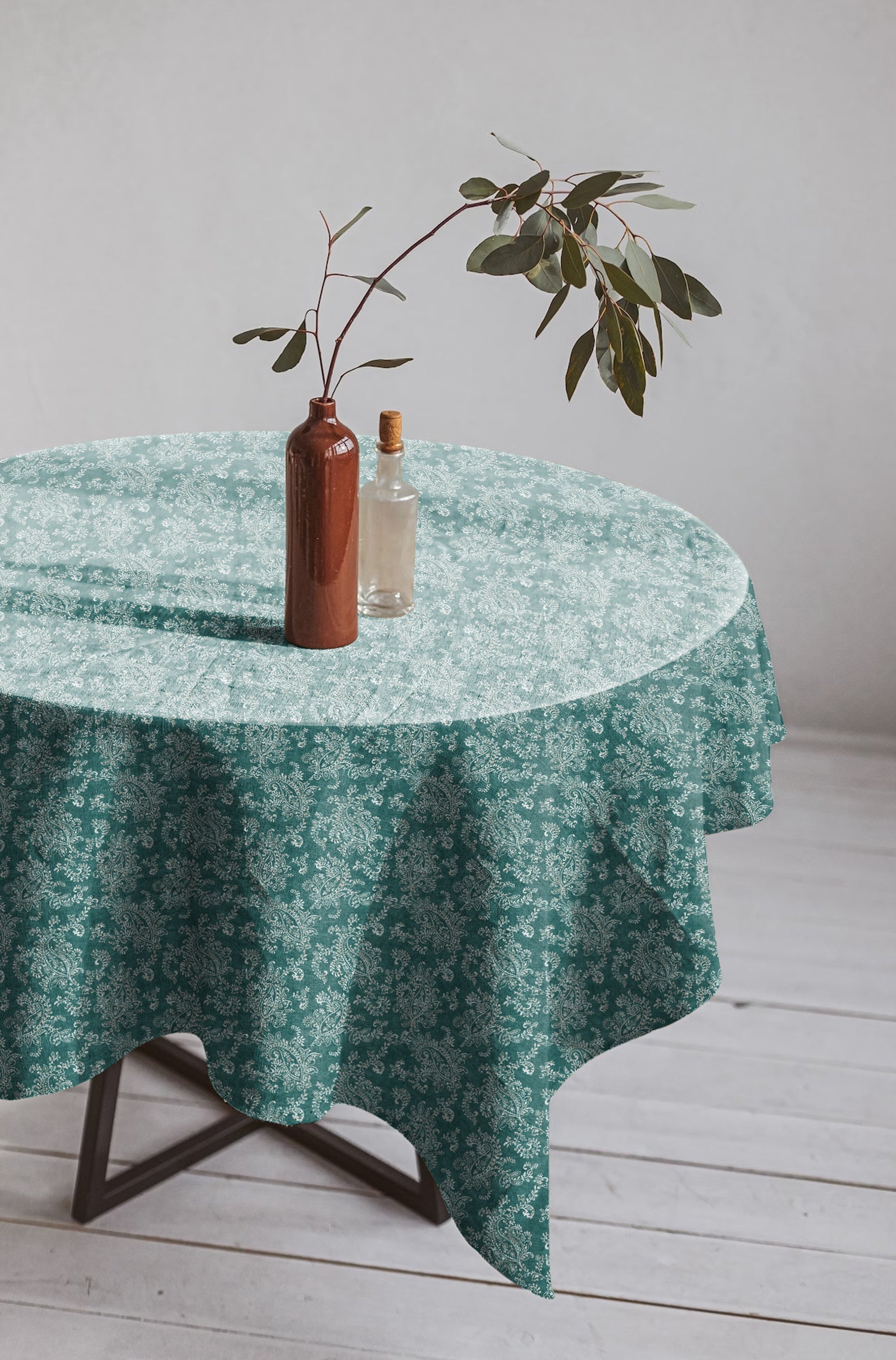 Jodhpur Flowers 6 Seater Table Cloth Teal